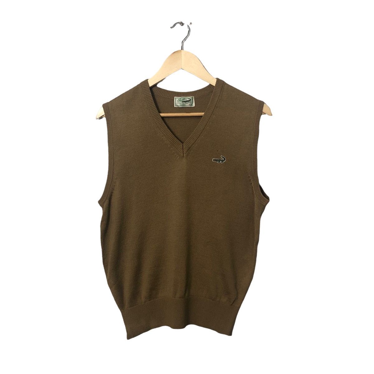 Vintage Crocodile V Neck Embroidery Small Logo knitwear Vest