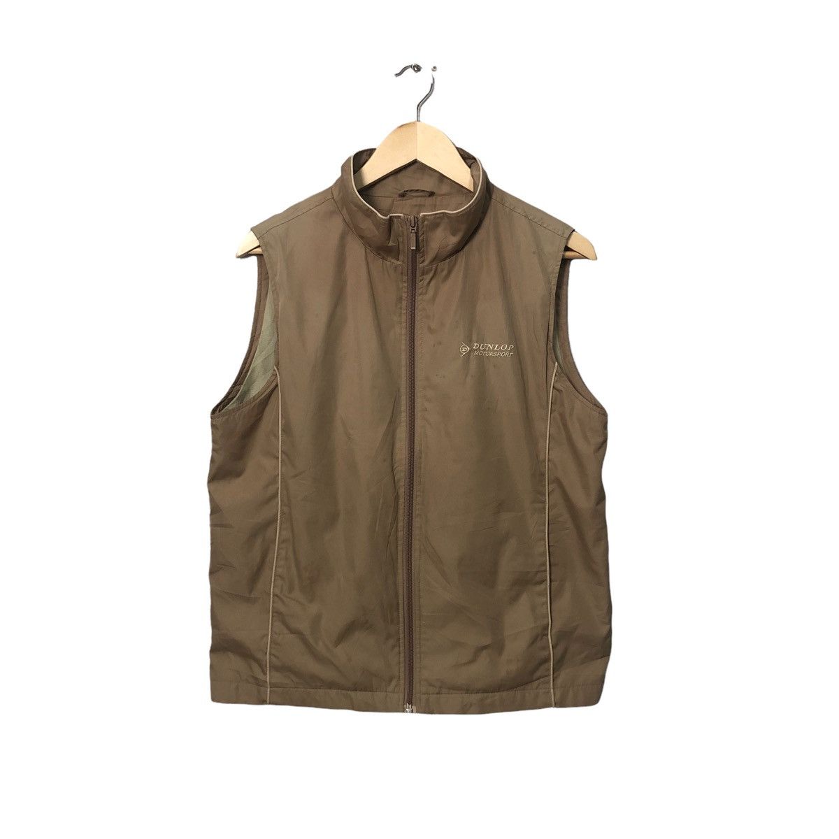 image of Vintage Dunlop Motorsport Zipper Ups Vest in Brown, Men's (Size Medium)