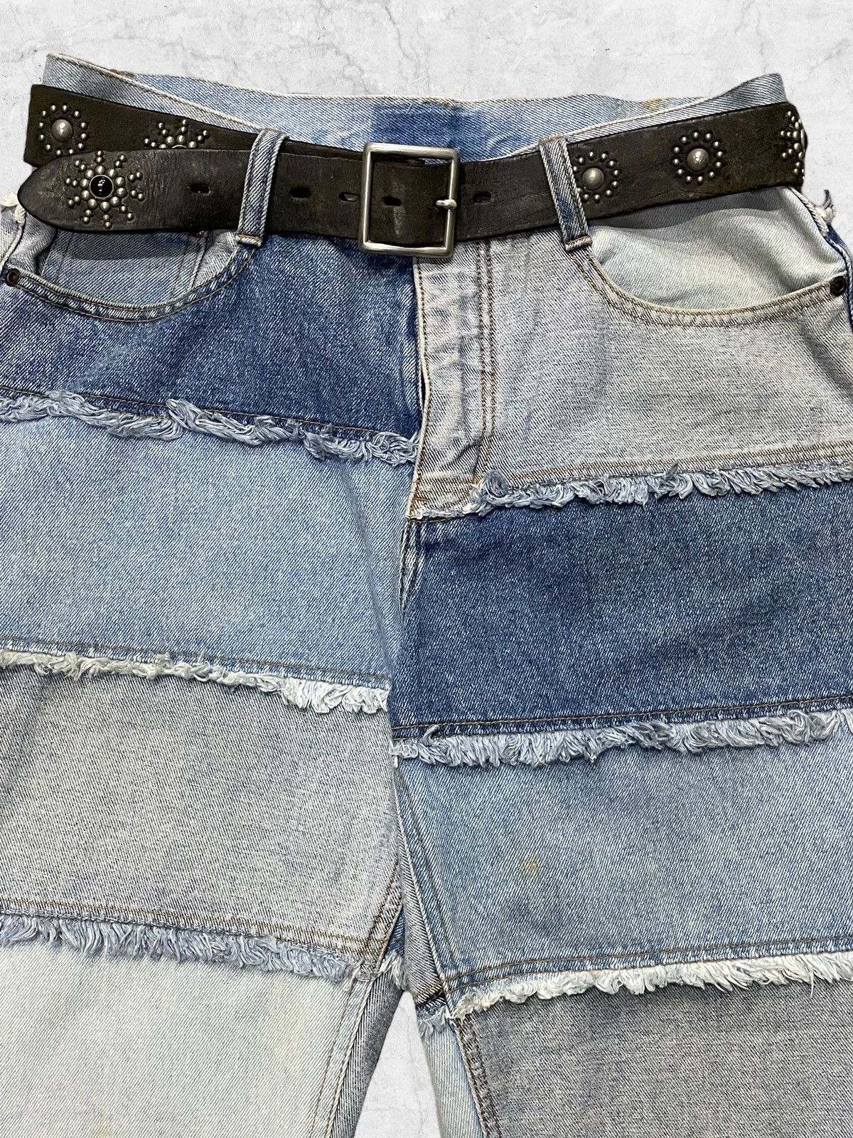 14th Addiction × Hysteric Glamour Vtg Northcrest Layered Hagi Flared Denim With Leather Belt Size US 30 / EU 46 - 4 Thumbnail