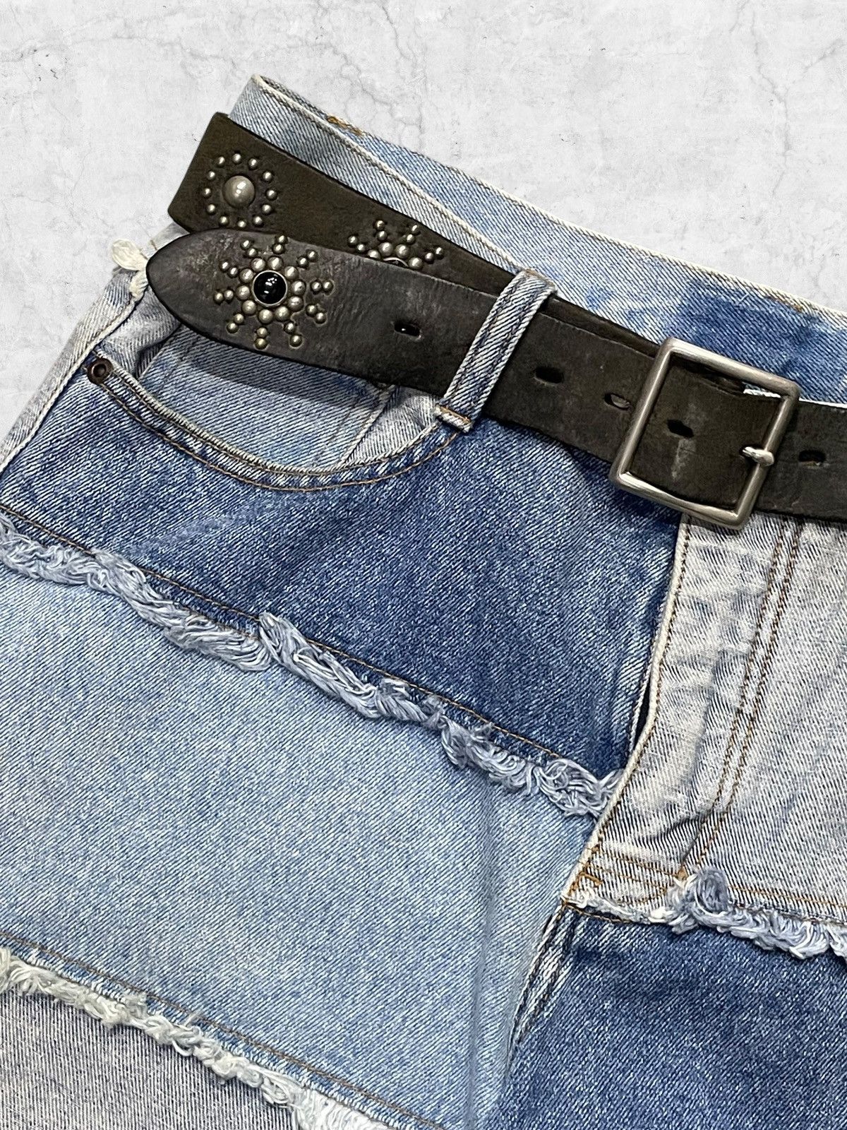 14th Addiction × Hysteric Glamour Vtg Northcrest Layered Hagi Flared Denim With Leather Belt Size US 30 / EU 46 - 5 Thumbnail
