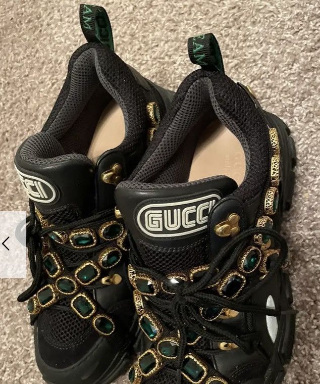 Gucci Gucci x Sega Black Flashtrek Sneaker with Green Gems Size US 10 / EU 43 - 3 Thumbnail