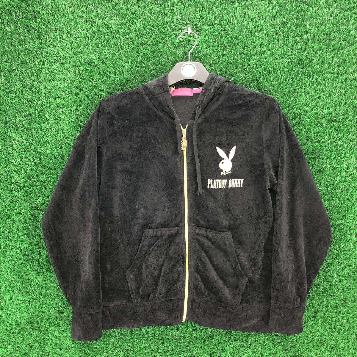 Playboy Bunny Sweater Zipper Hoodie Velvet Gold Logo