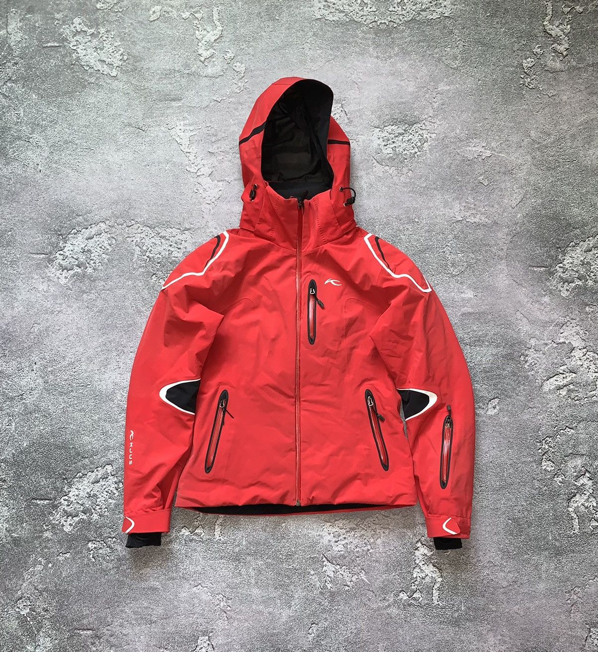 Kjus 36 red ski snowboarding jacket hooded balaclava storm