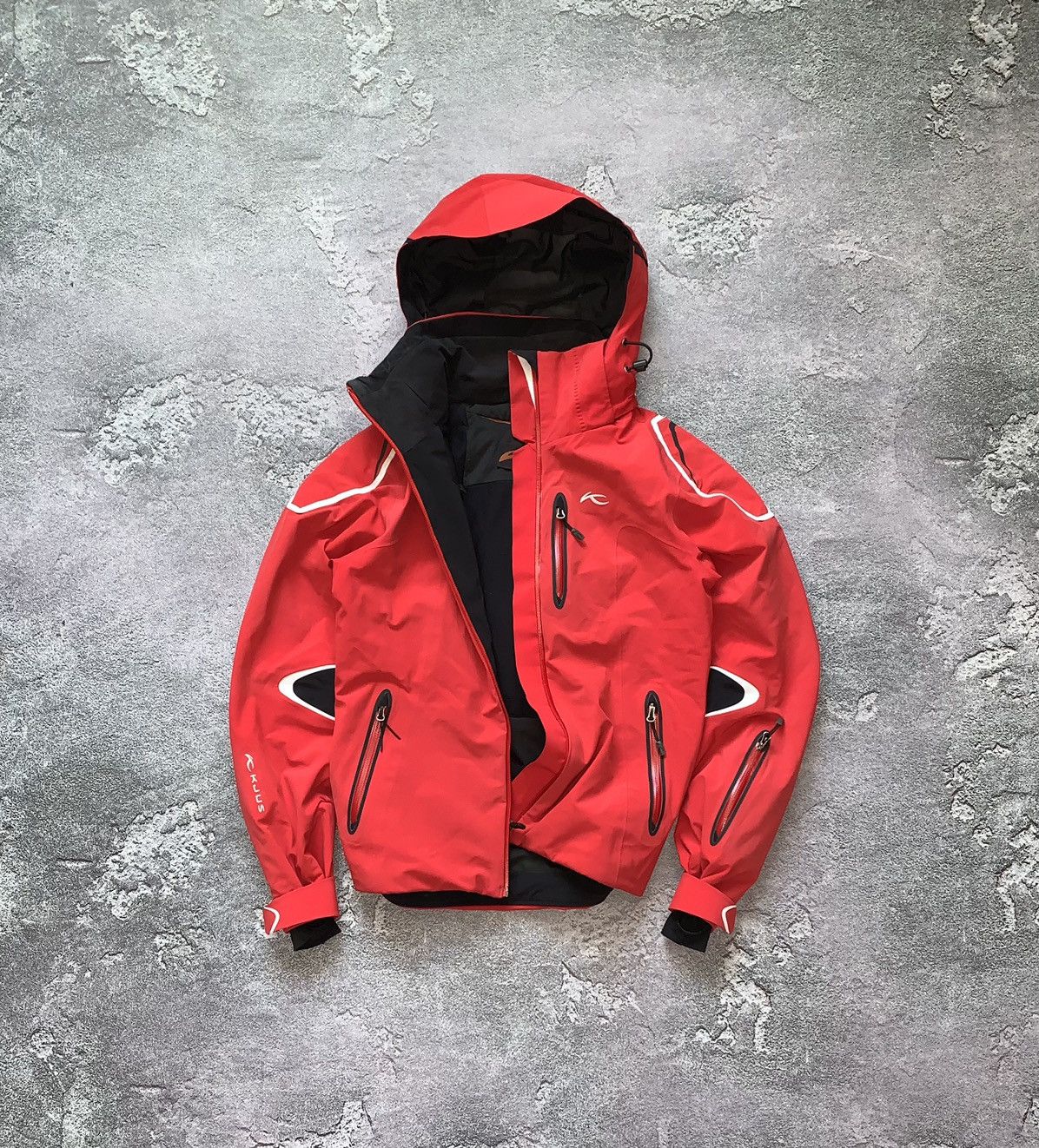 Kjus 36 red ski snowboarding jacket hooded balaclava storm