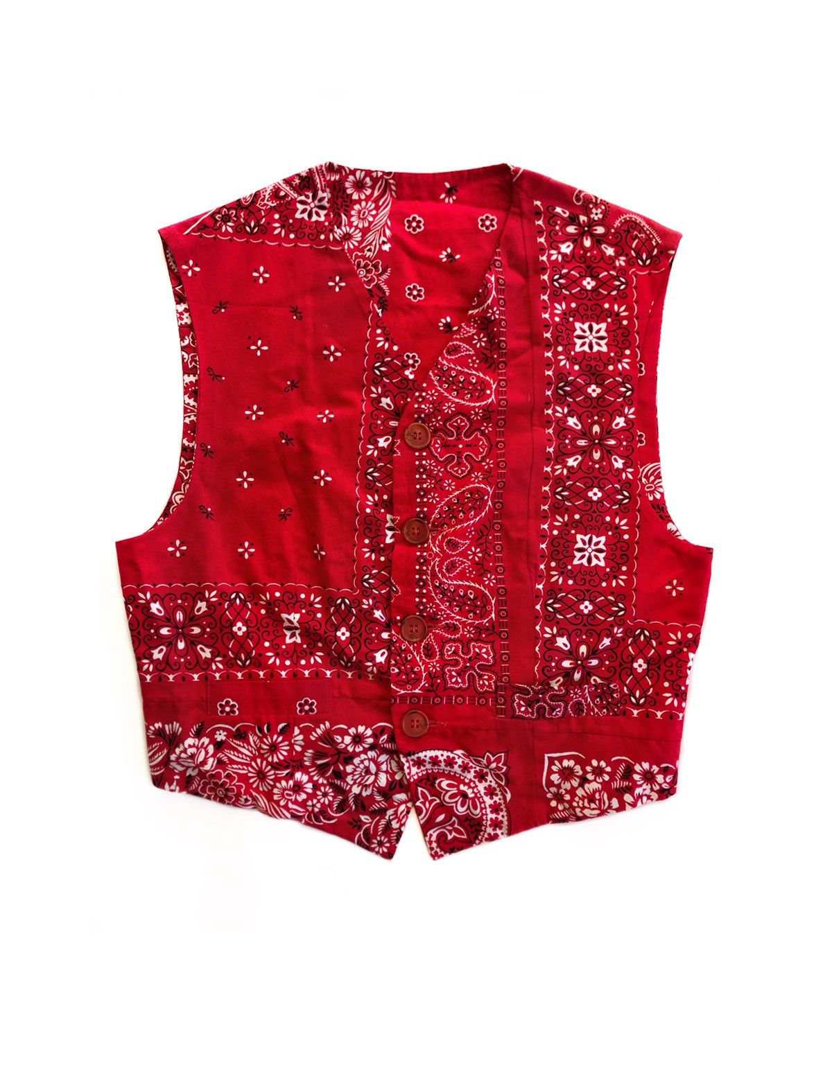image of Dolce Gabbana Red Paisley Bandana Vest, Men's (Size Medium)