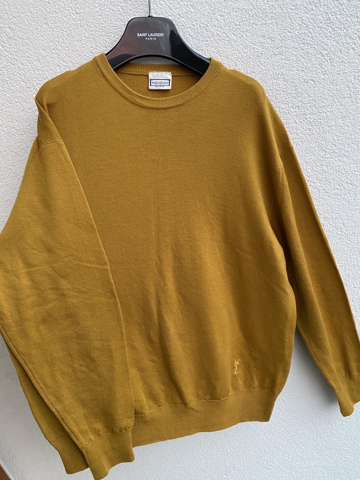 image of Vintage x YVES Saint Laurent Wool YSL Sweater Soft YSL Sweatshirt 90's Old Money in Mushtard (Size 