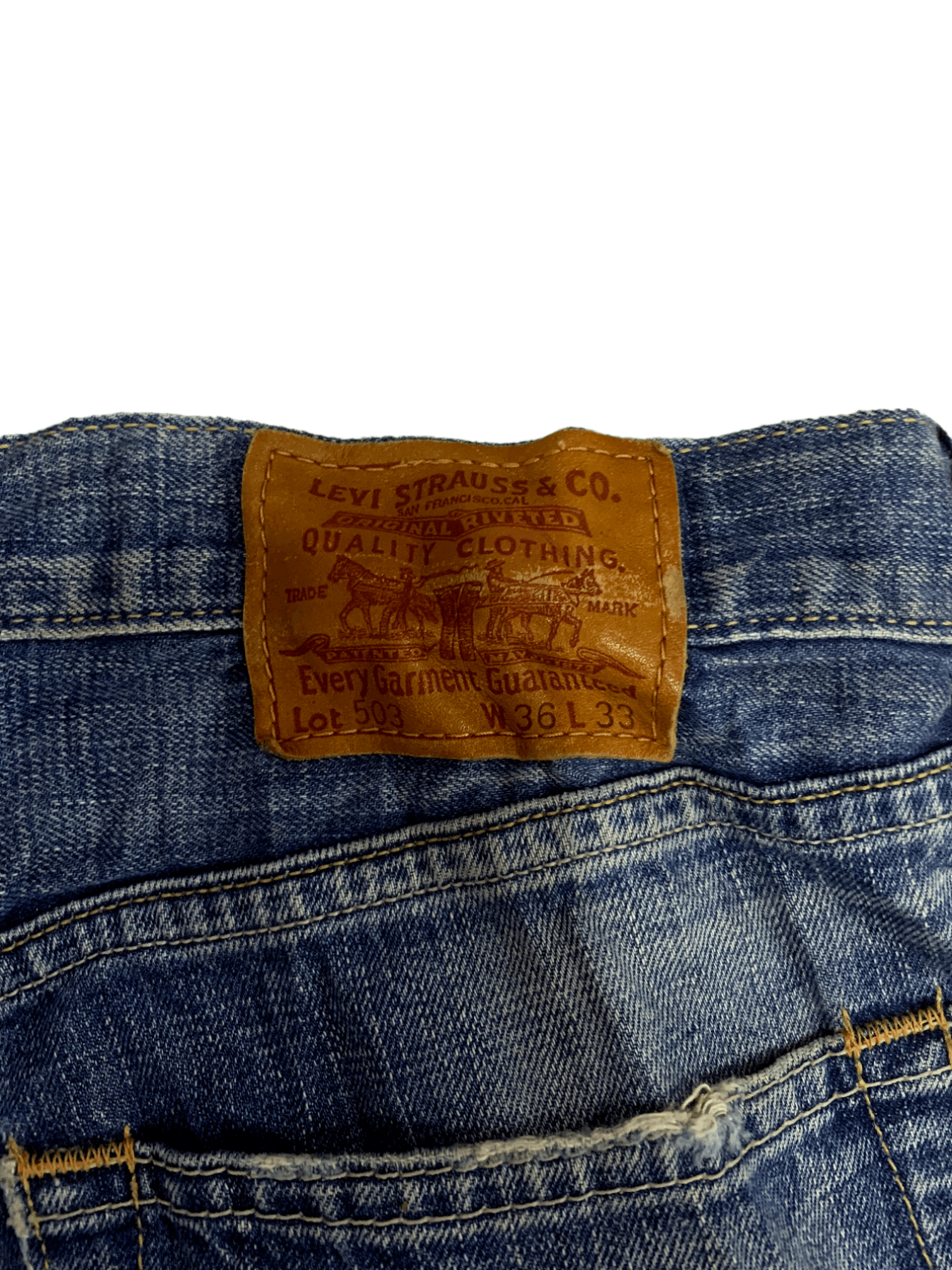 Levi's × Levi's Vintage Clothing Vintage 90s Levis 503 Mud Wash Distressed Baggy Jeans 34x32 Size US 34 / EU 50 - 8 Thumbnail