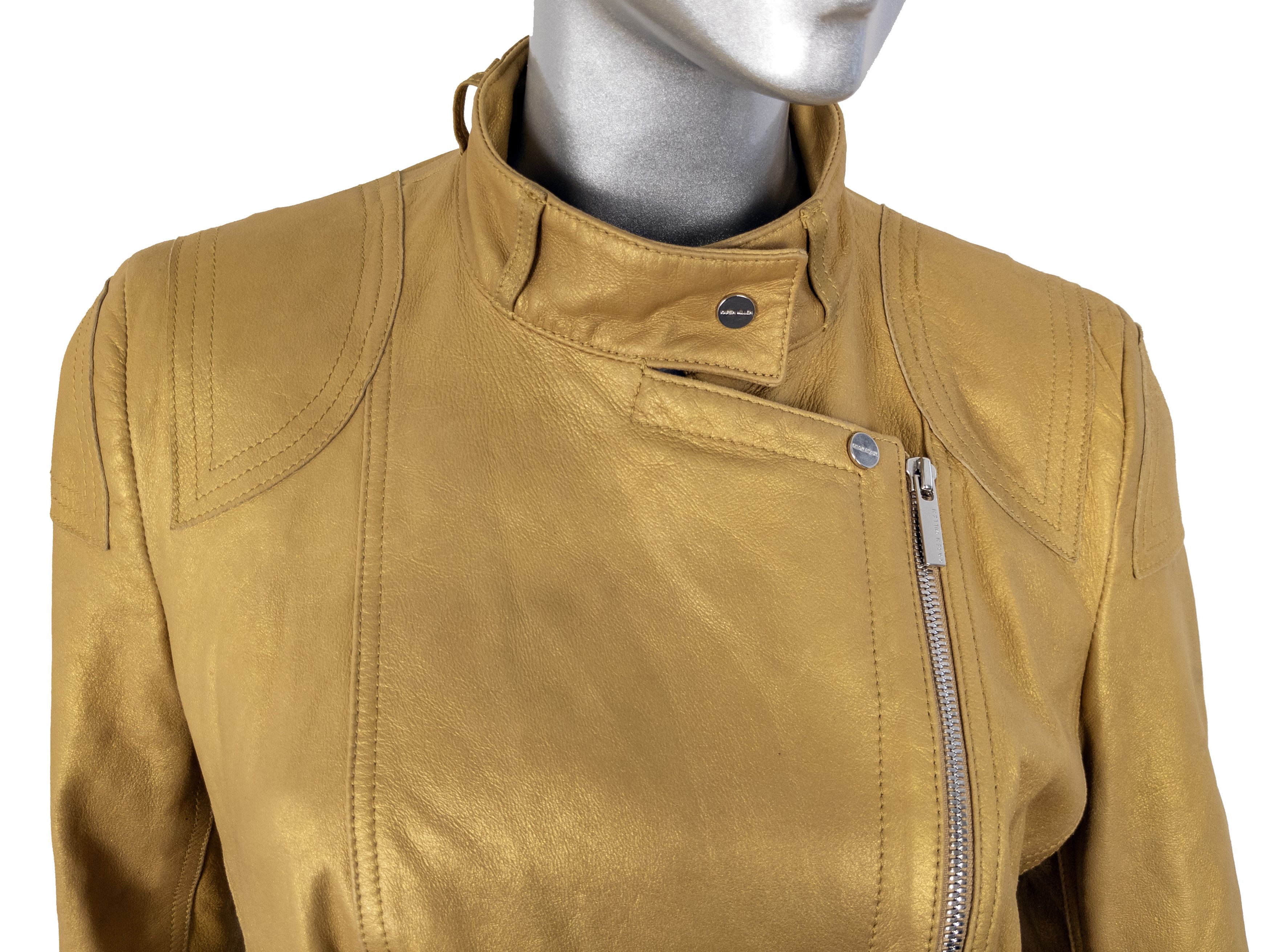Karen Millen Karen Millen Yellow Leather Biker Jacket Size M / US 6-8 / IT 42-44 - 8 Thumbnail