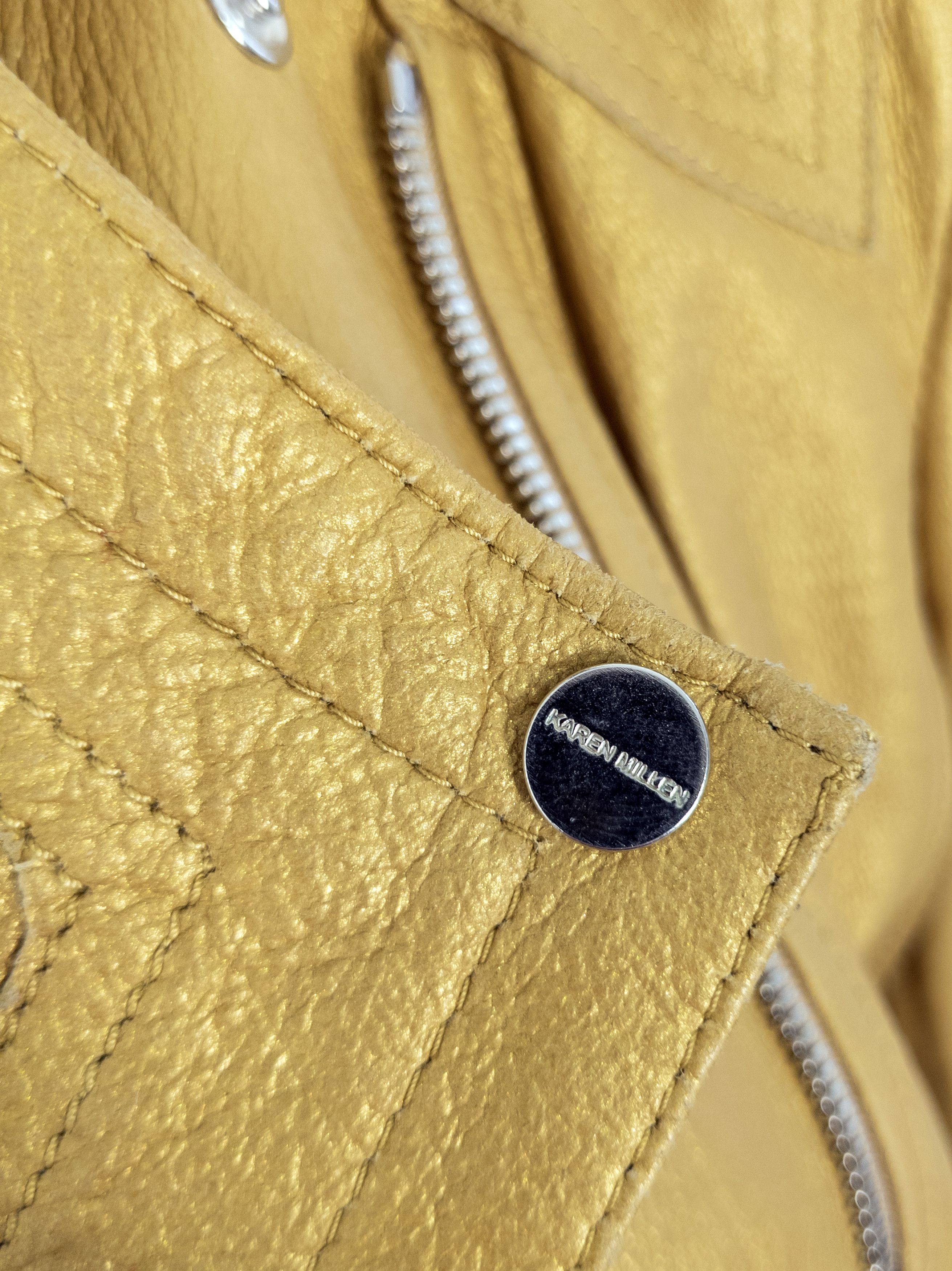 Karen Millen Karen Millen Yellow Leather Biker Jacket Size M / US 6-8 / IT 42-44 - 10 Thumbnail