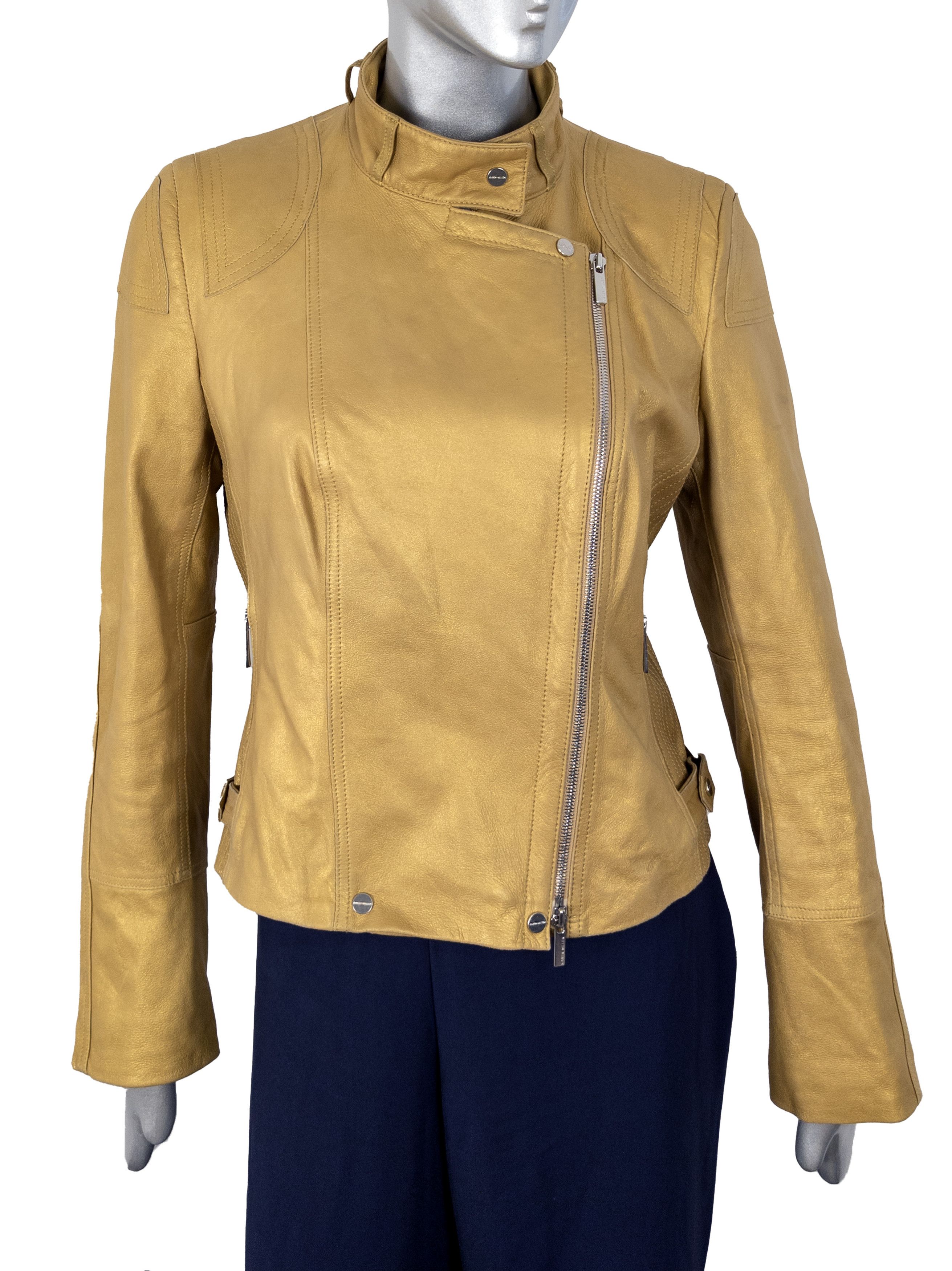 Karen Millen Karen Millen Yellow Leather Biker Jacket Size M / US 6-8 / IT 42-44 - 4 Thumbnail