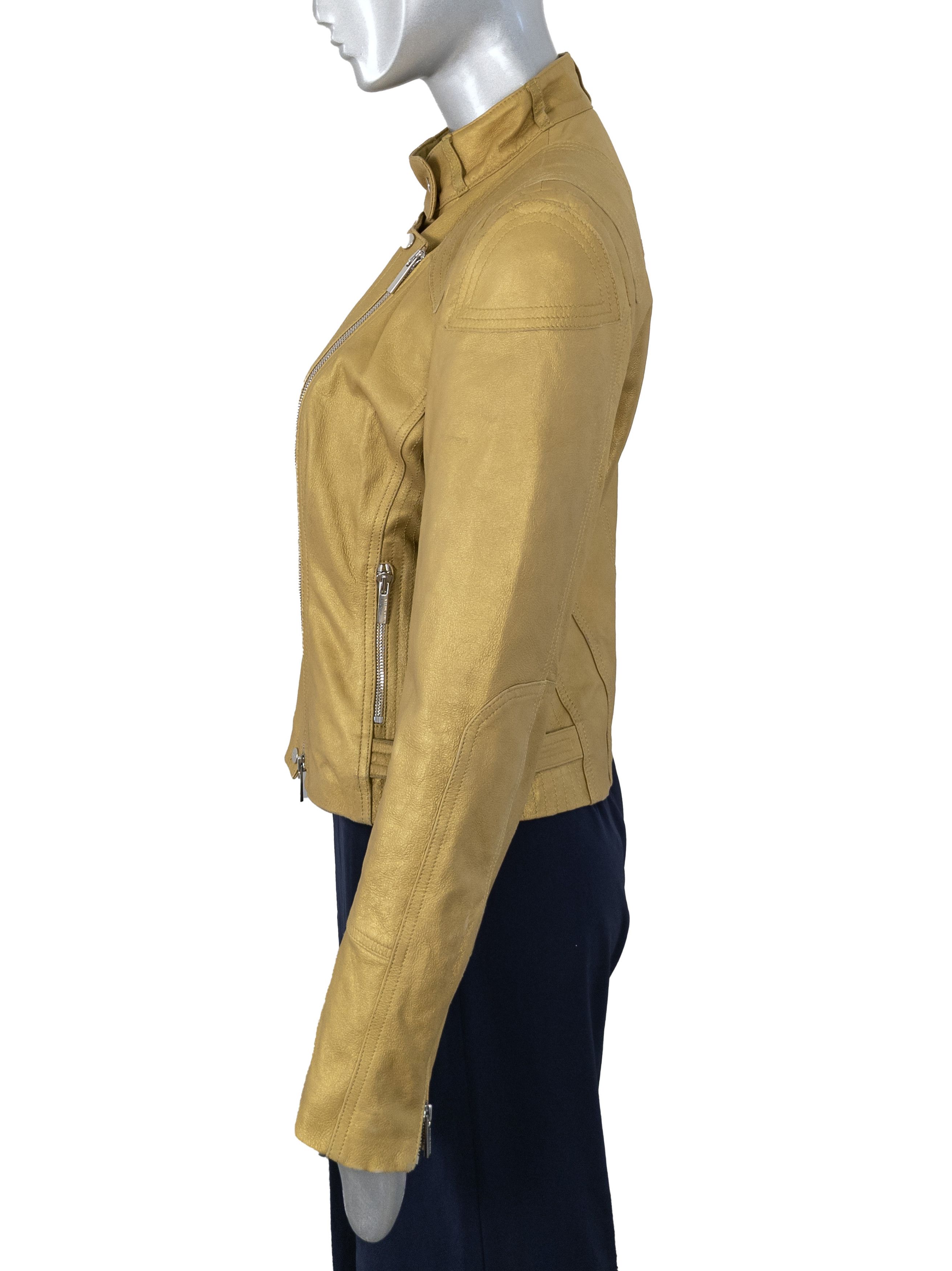 Karen Millen Karen Millen Yellow Leather Biker Jacket Size M / US 6-8 / IT 42-44 - 6 Thumbnail