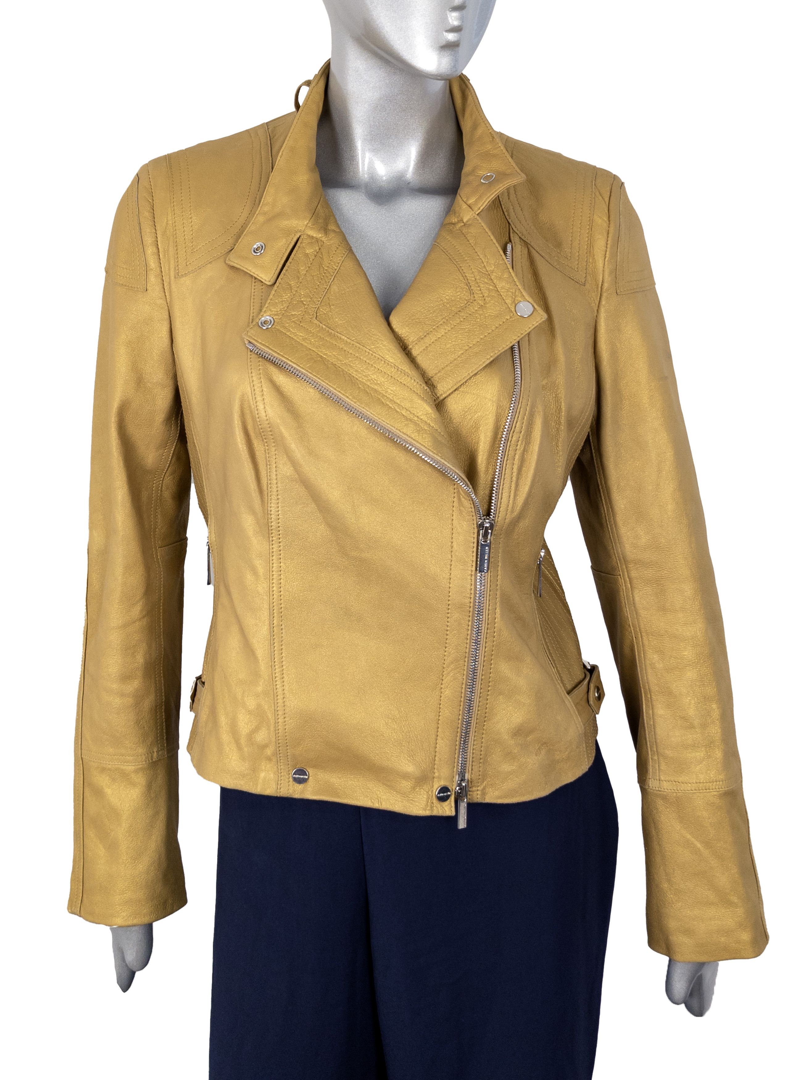 Karen Millen Karen Millen Yellow Leather Biker Jacket Size M / US 6-8 / IT 42-44 - 2 Thumbnail