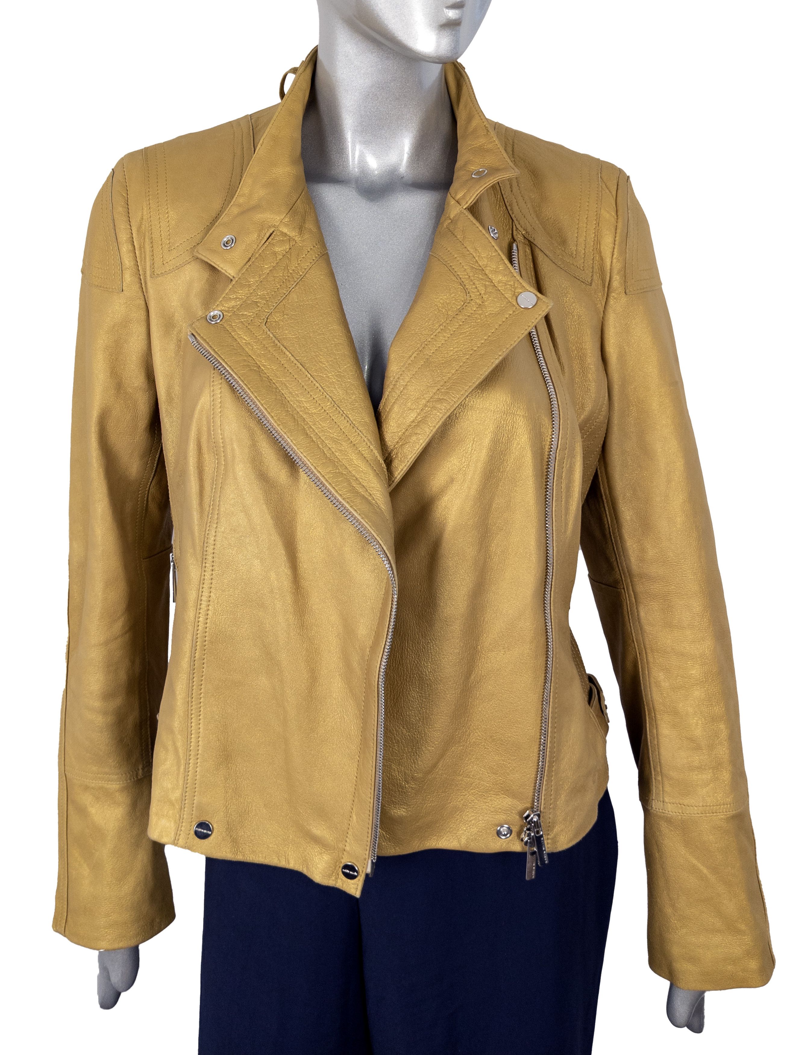 Karen Millen Karen Millen Yellow Leather Biker Jacket Size M / US 6-8 / IT 42-44 - 3 Thumbnail