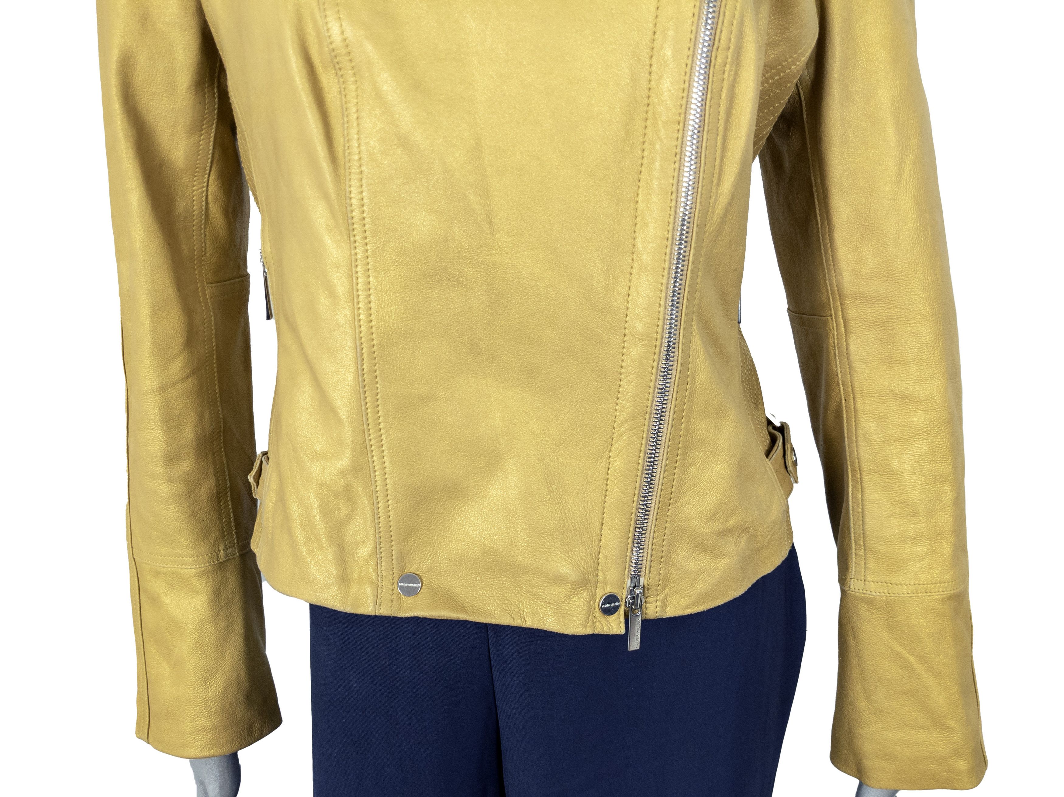 Karen Millen Karen Millen Yellow Leather Biker Jacket Size M / US 6-8 / IT 42-44 - 9 Thumbnail