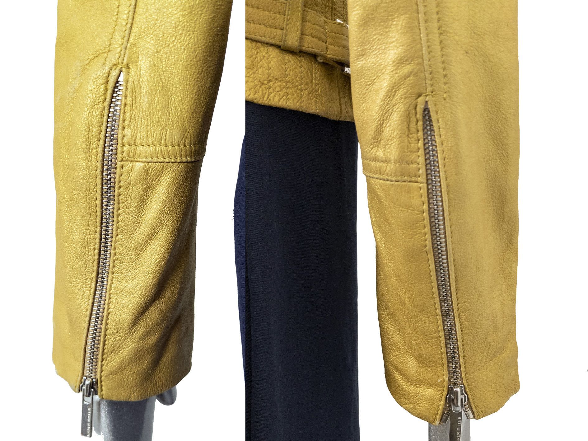 Karen Millen Karen Millen Yellow Leather Biker Jacket Size M / US 6-8 / IT 42-44 - 12 Thumbnail
