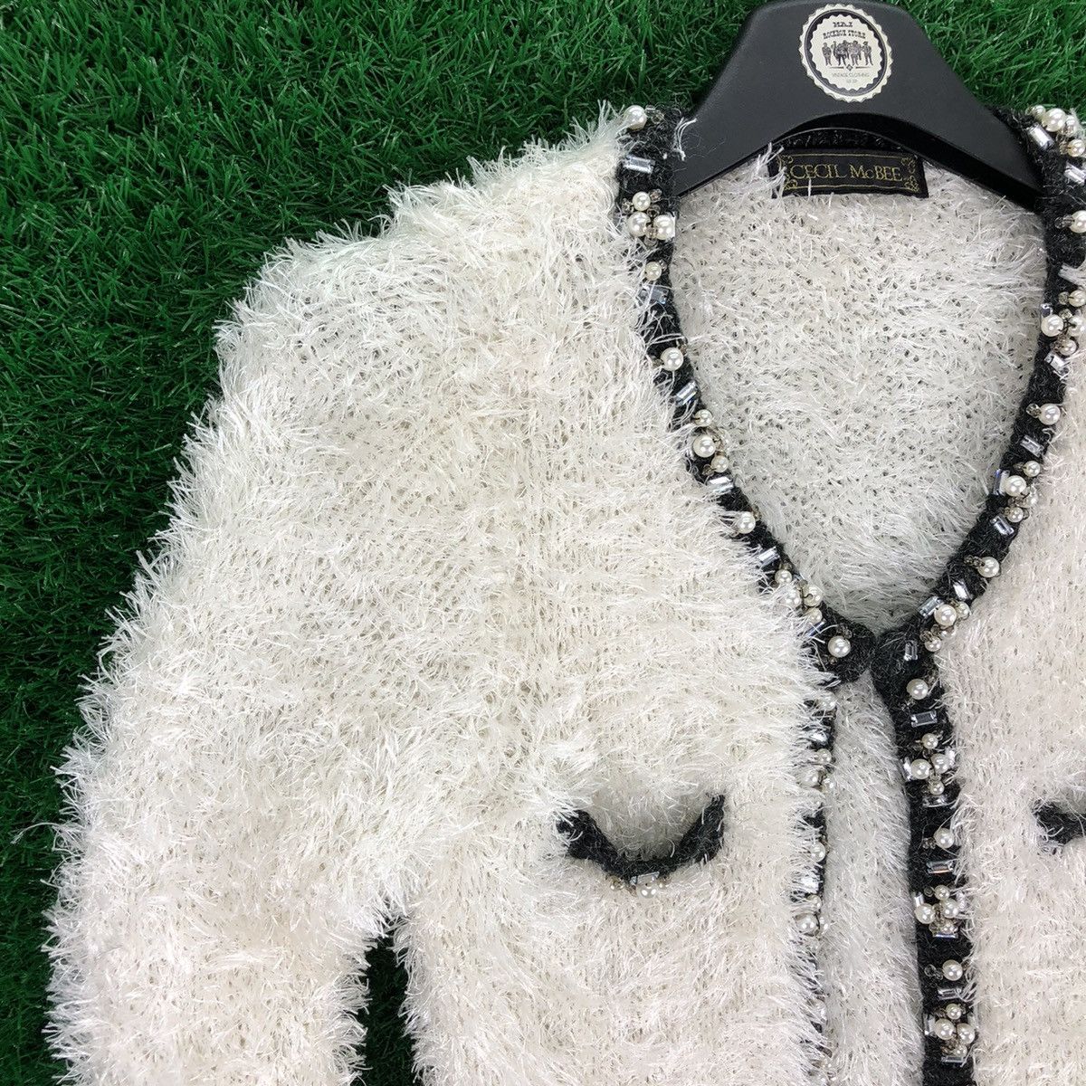 Japanese Brand CECIL McBee Mohair Fur Cardigan Luxury Style For Ladies Size XS / US 0-2 / IT 36-38 - 2 Thumbnail