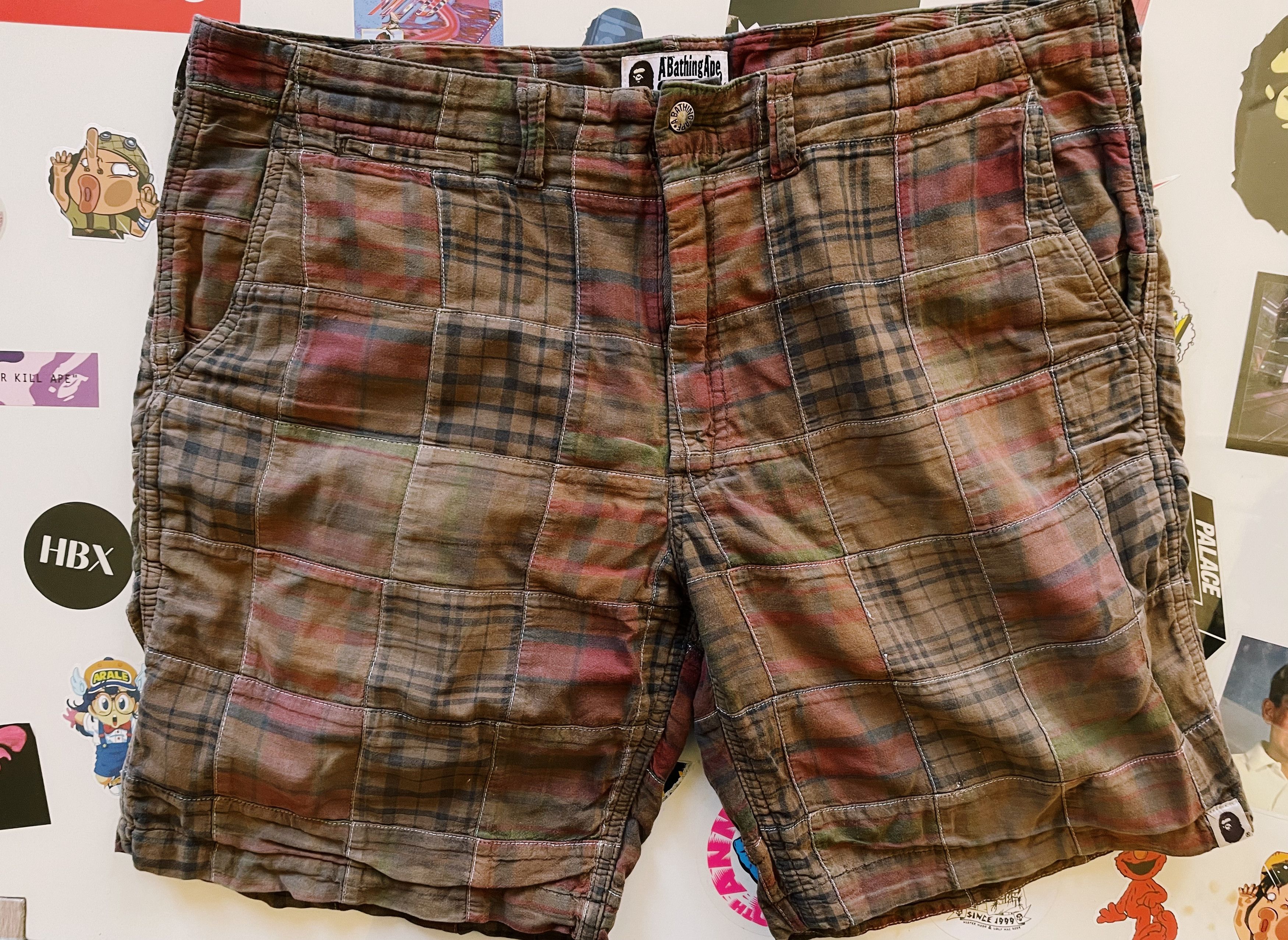 Bape Bape A Bathing Ape Checkered Shorts Brown / Red Size US 34 / EU 50 - 1 Thumbnail