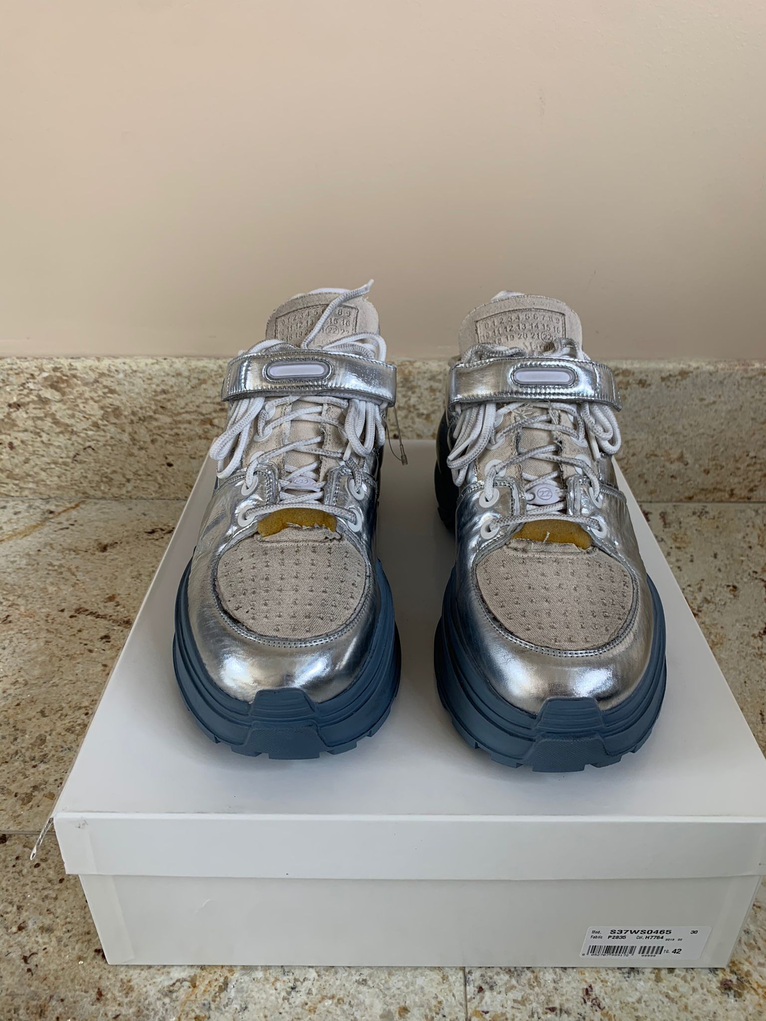 Maison Margiela Hiking Sole Trainer In Silver, Blue Sole Size US 9 / EU 42 - 15 Thumbnail