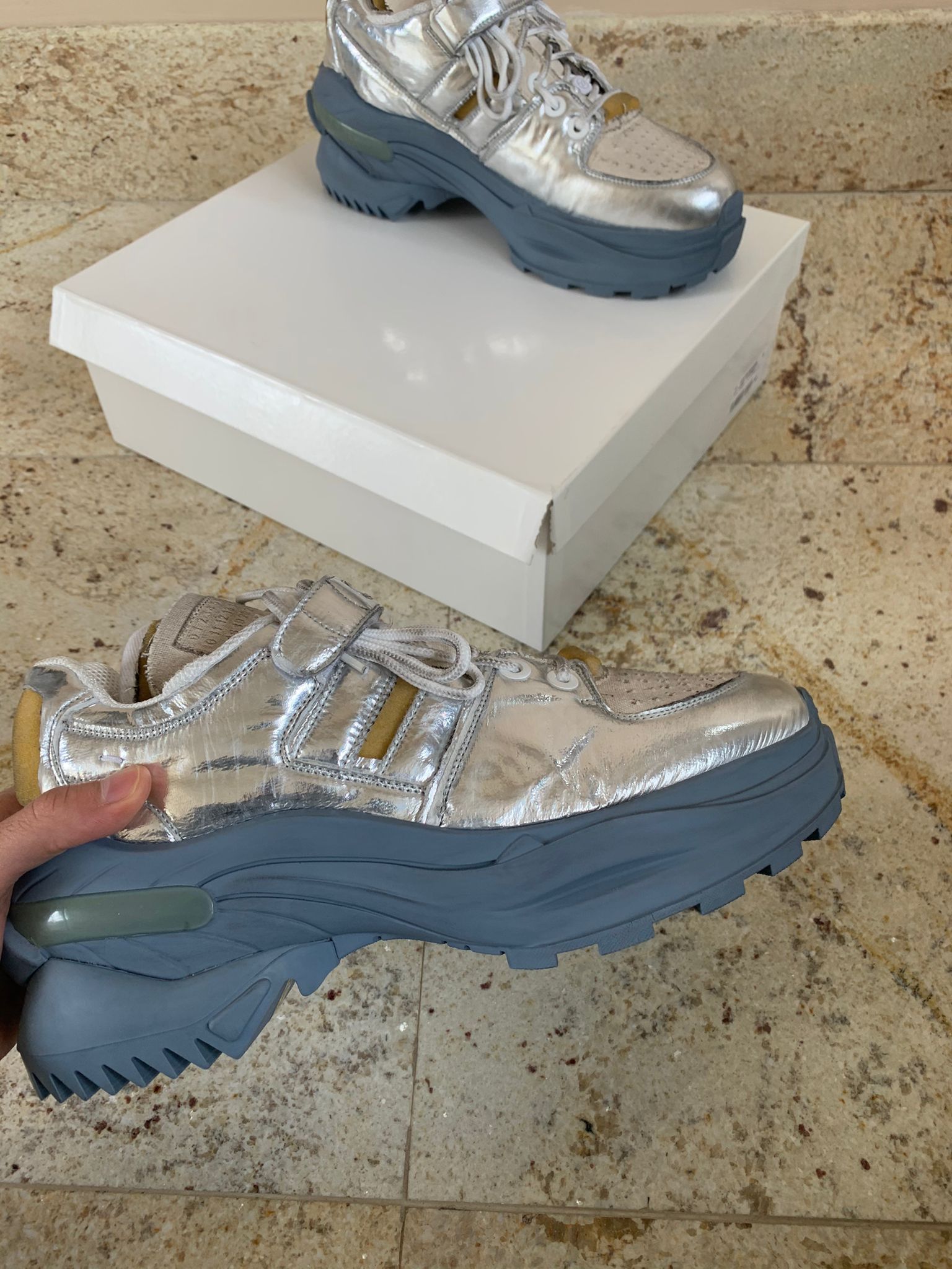 Maison Margiela Hiking Sole Trainer In Silver, Blue Sole Size US 9 / EU 42 - 5 Thumbnail