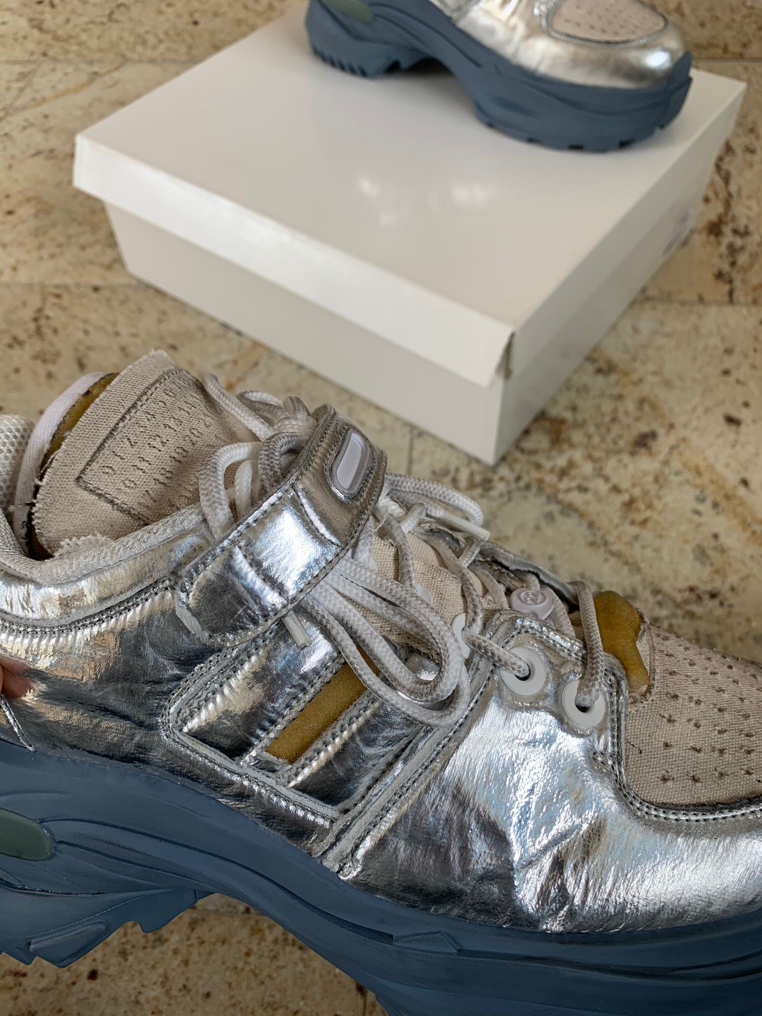 Maison Margiela Hiking Sole Trainer In Silver, Blue Sole Size US 9 / EU 42 - 3 Thumbnail