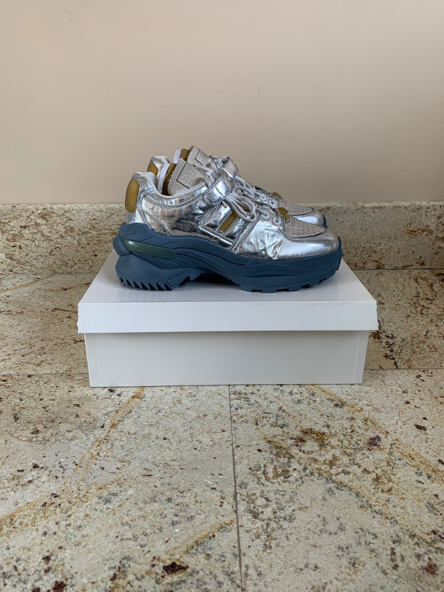 Maison Margiela Hiking Sole Trainer In Silver, Blue Sole Size US 9 / EU 42 - 7 Thumbnail