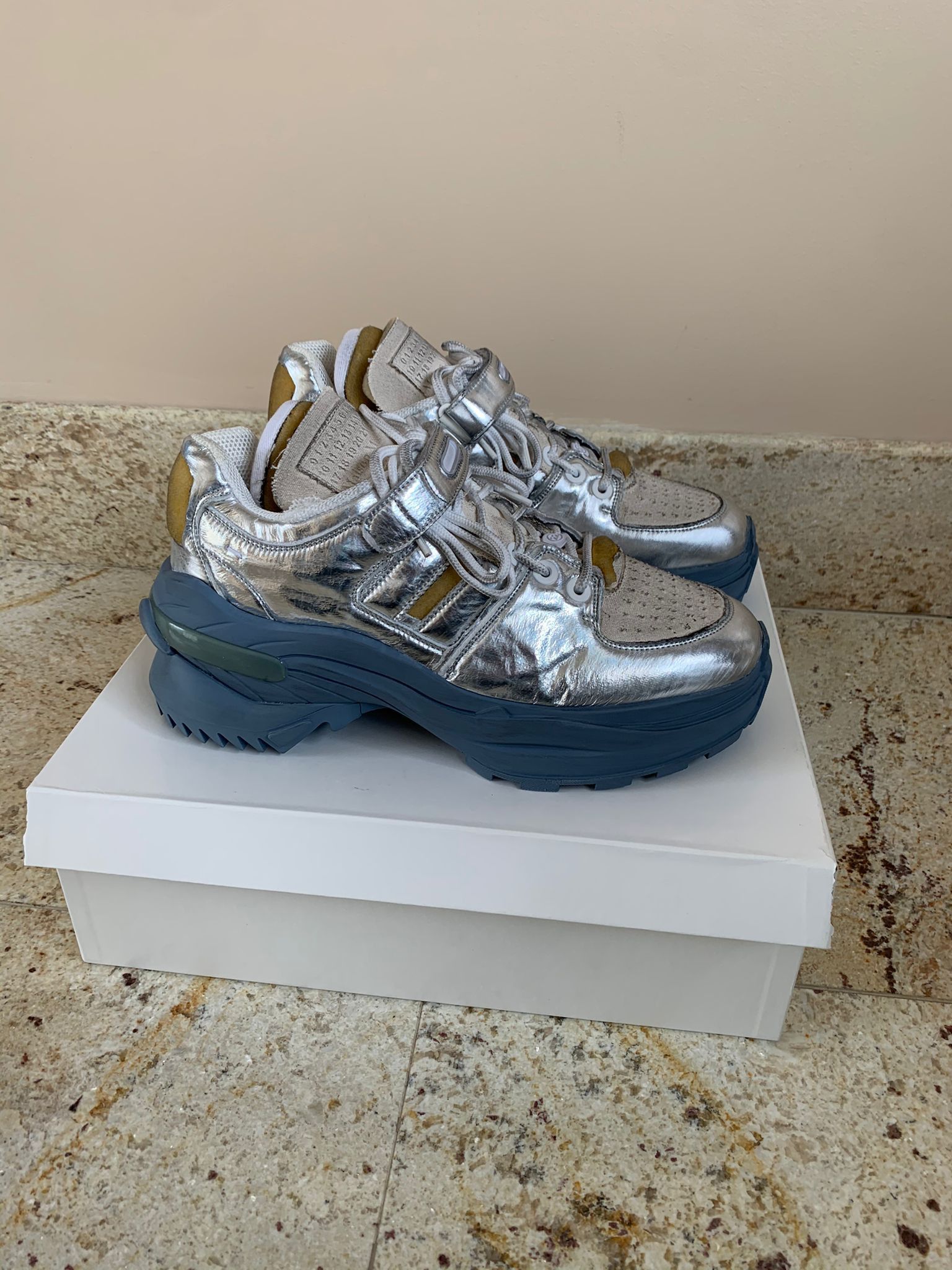 Maison Margiela Hiking Sole Trainer In Silver, Blue Sole Size US 9 / EU 42 - 6 Thumbnail