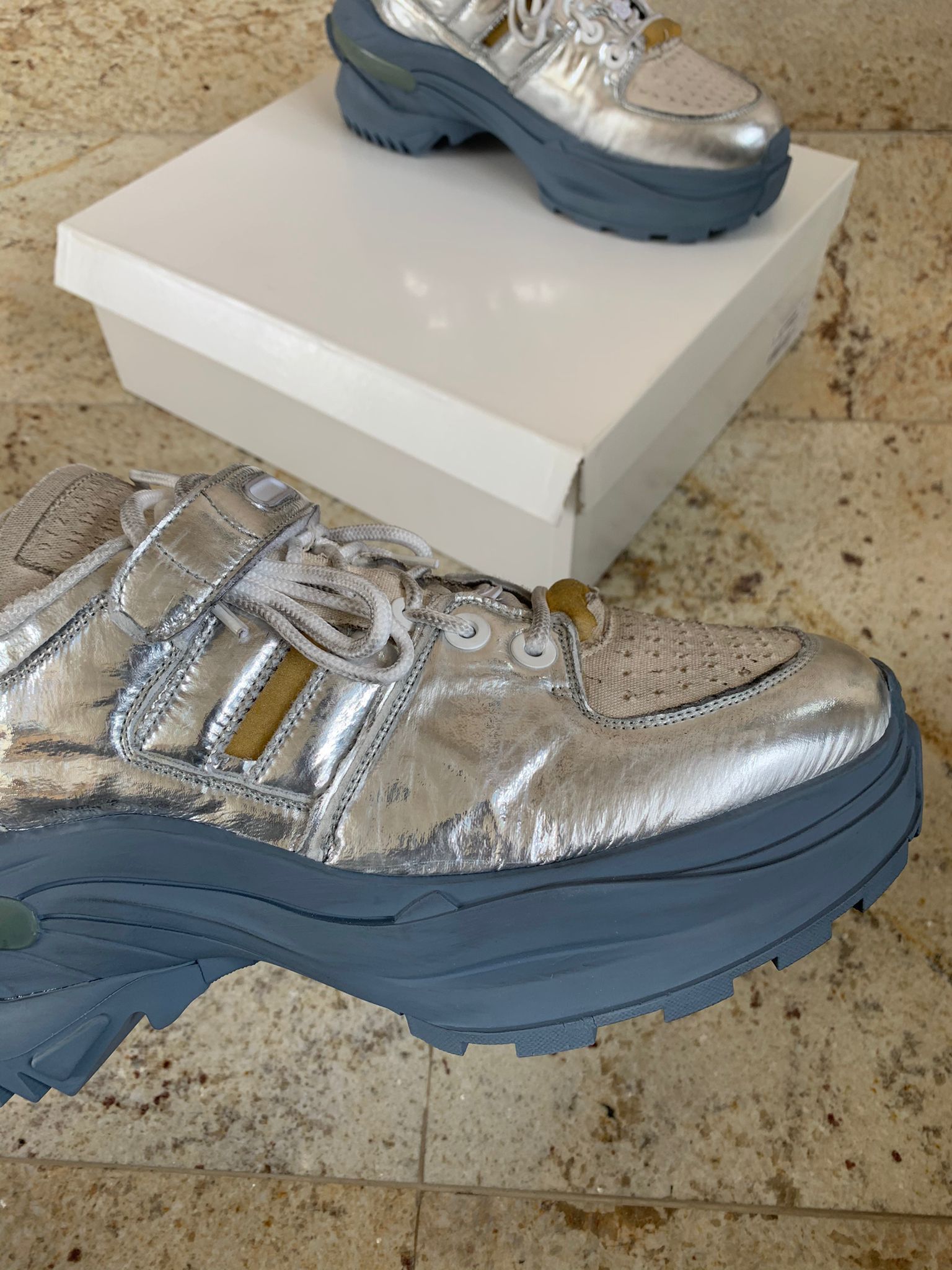 Maison Margiela Hiking Sole Trainer In Silver, Blue Sole Size US 9 / EU 42 - 10 Thumbnail