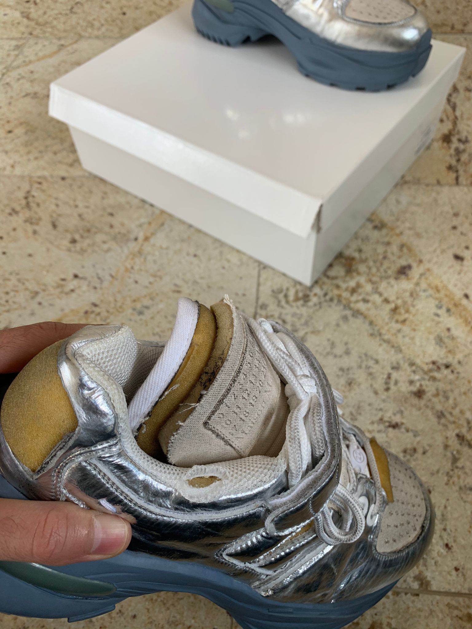 Maison Margiela Hiking Sole Trainer In Silver, Blue Sole Size US 9 / EU 42 - 4 Thumbnail