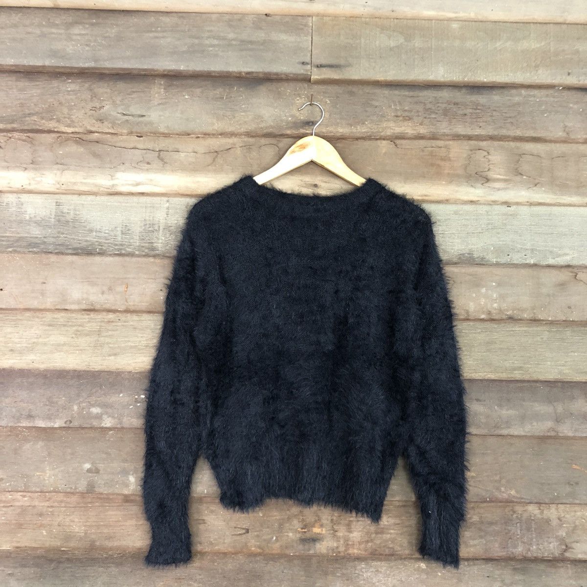 Homespun Knitwear Japan Black Mohair fur Shag Shaggy Knitwear #c1079DL Size US L / EU 52-54 / 3 - 3 Thumbnail
