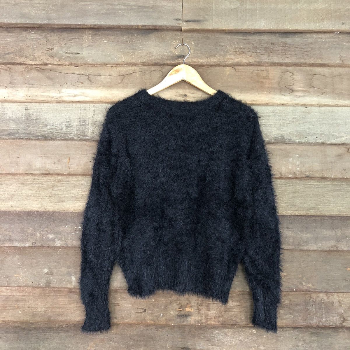 Homespun Knitwear Japan Black Mohair fur Shag Shaggy Knitwear #c1079DL Size US L / EU 52-54 / 3 - 1 Thumbnail
