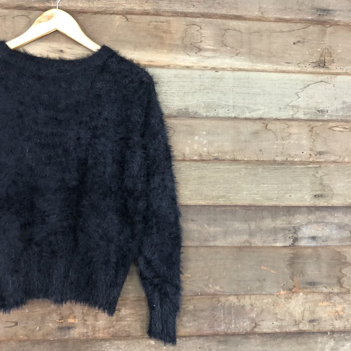 Homespun Knitwear Japan Black Mohair fur Shag Shaggy Knitwear #c1079DL Size US L / EU 52-54 / 3 - 5 Thumbnail