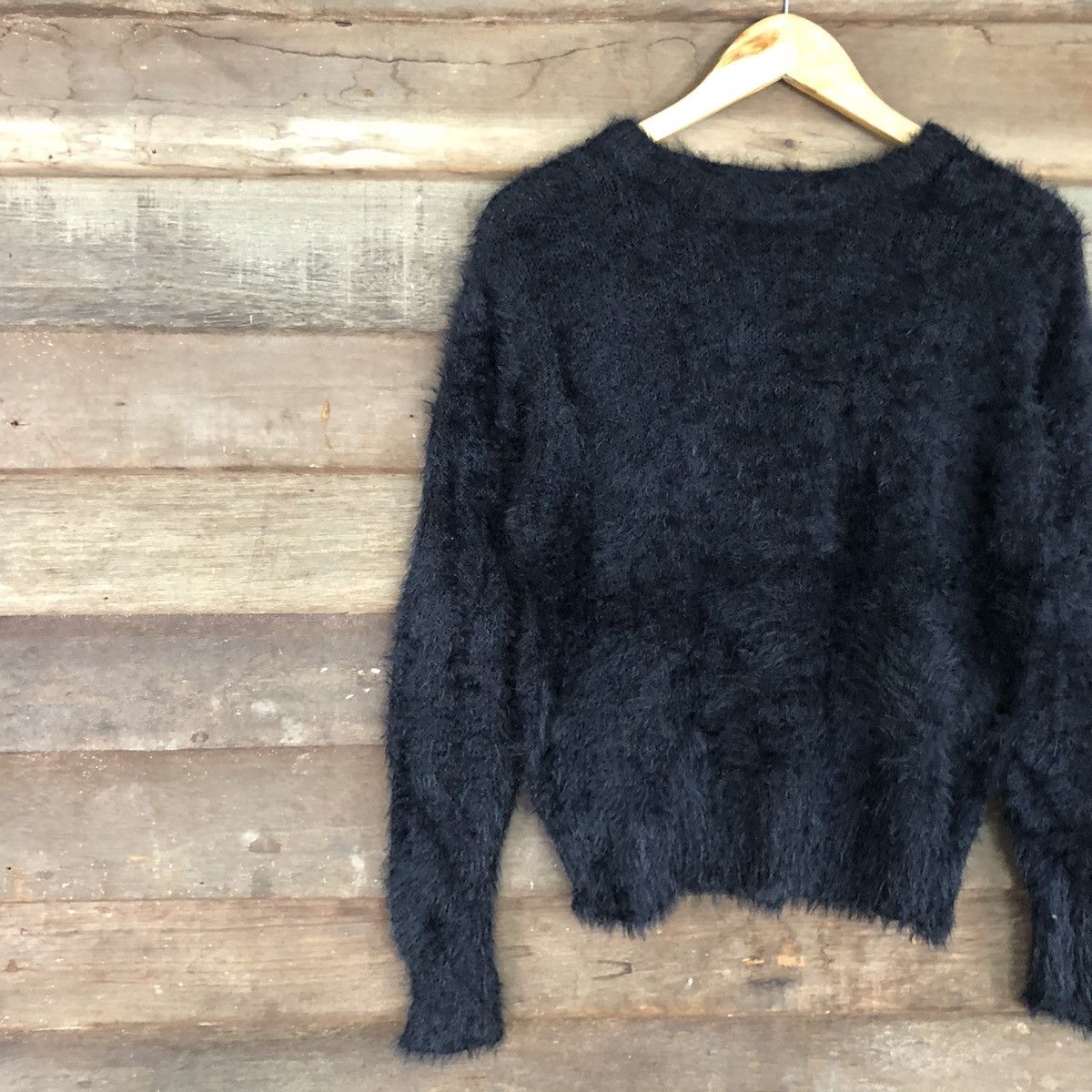 Homespun Knitwear Japan Black Mohair fur Shag Shaggy Knitwear #c1079DL Size US L / EU 52-54 / 3 - 7 Thumbnail