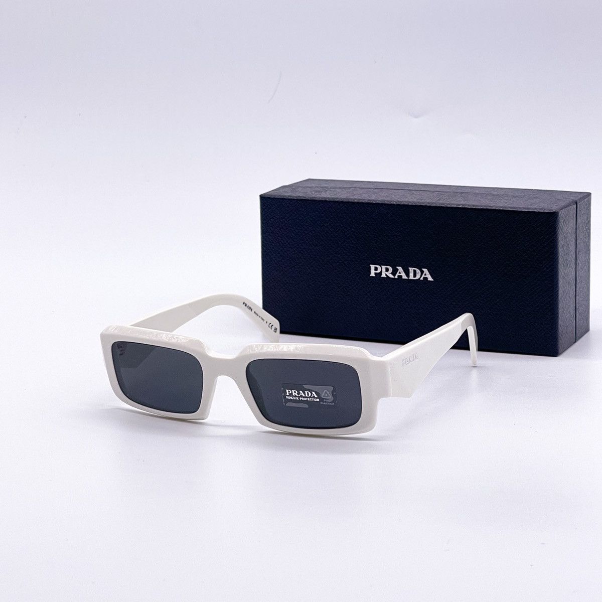 NEW Prada PRA01S 17K08Z White Grey Unisex Sunglasses PR A01S Prada NEW Prada PRA01S 17K08Z White Grey Unisex Sunglasses  main image 4