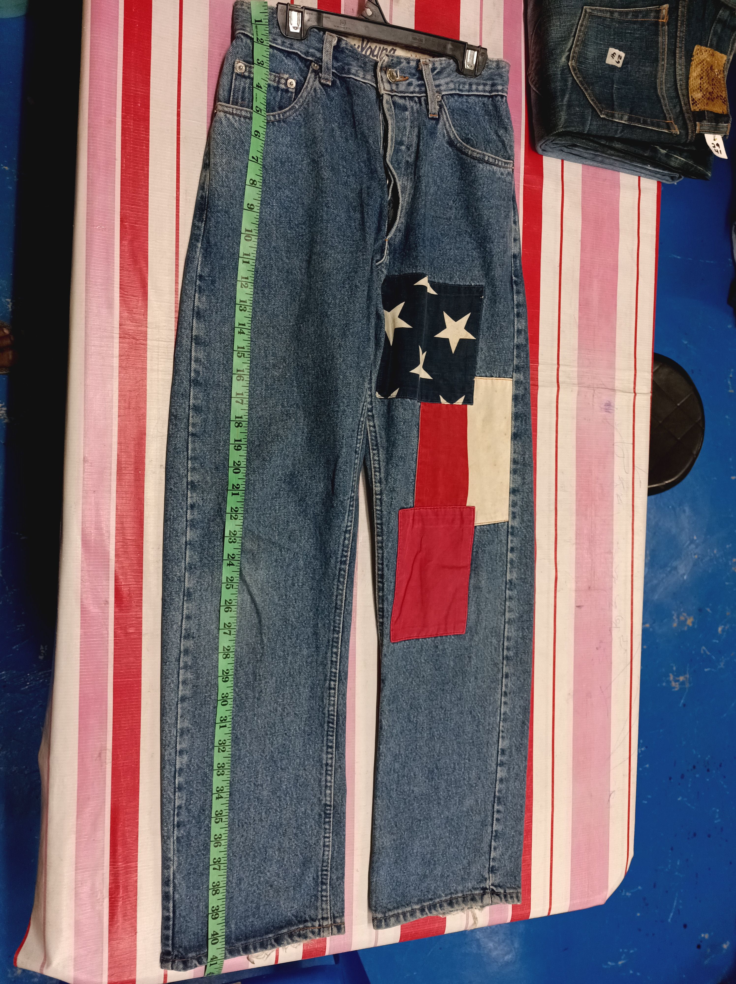 Jean You Young Made in Italy USA Flag Patchwork Denim Jeans Size US 26 / EU 42 - 13 Thumbnail