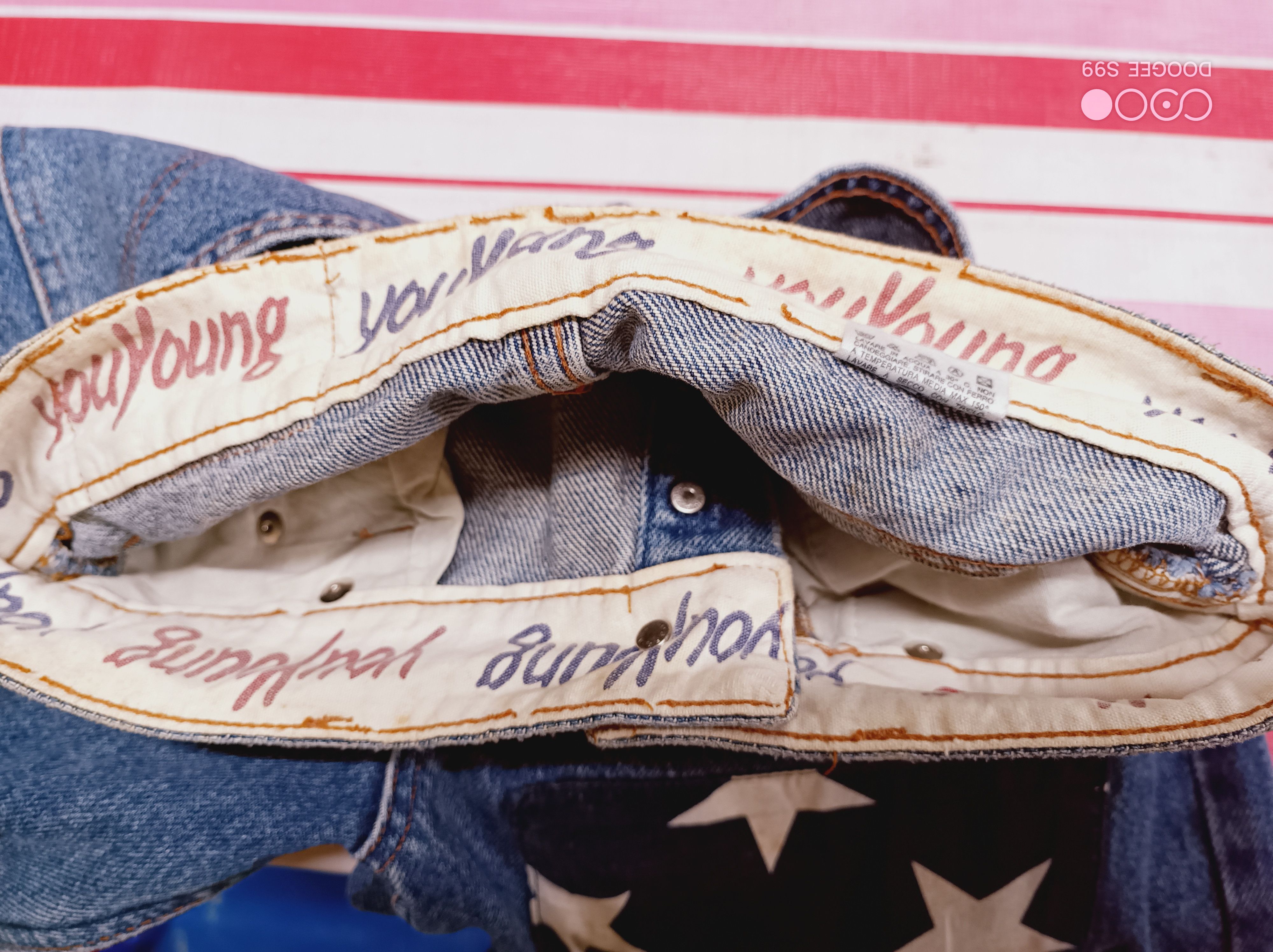 Jean You Young Made in Italy USA Flag Patchwork Denim Jeans Size US 26 / EU 42 - 7 Thumbnail