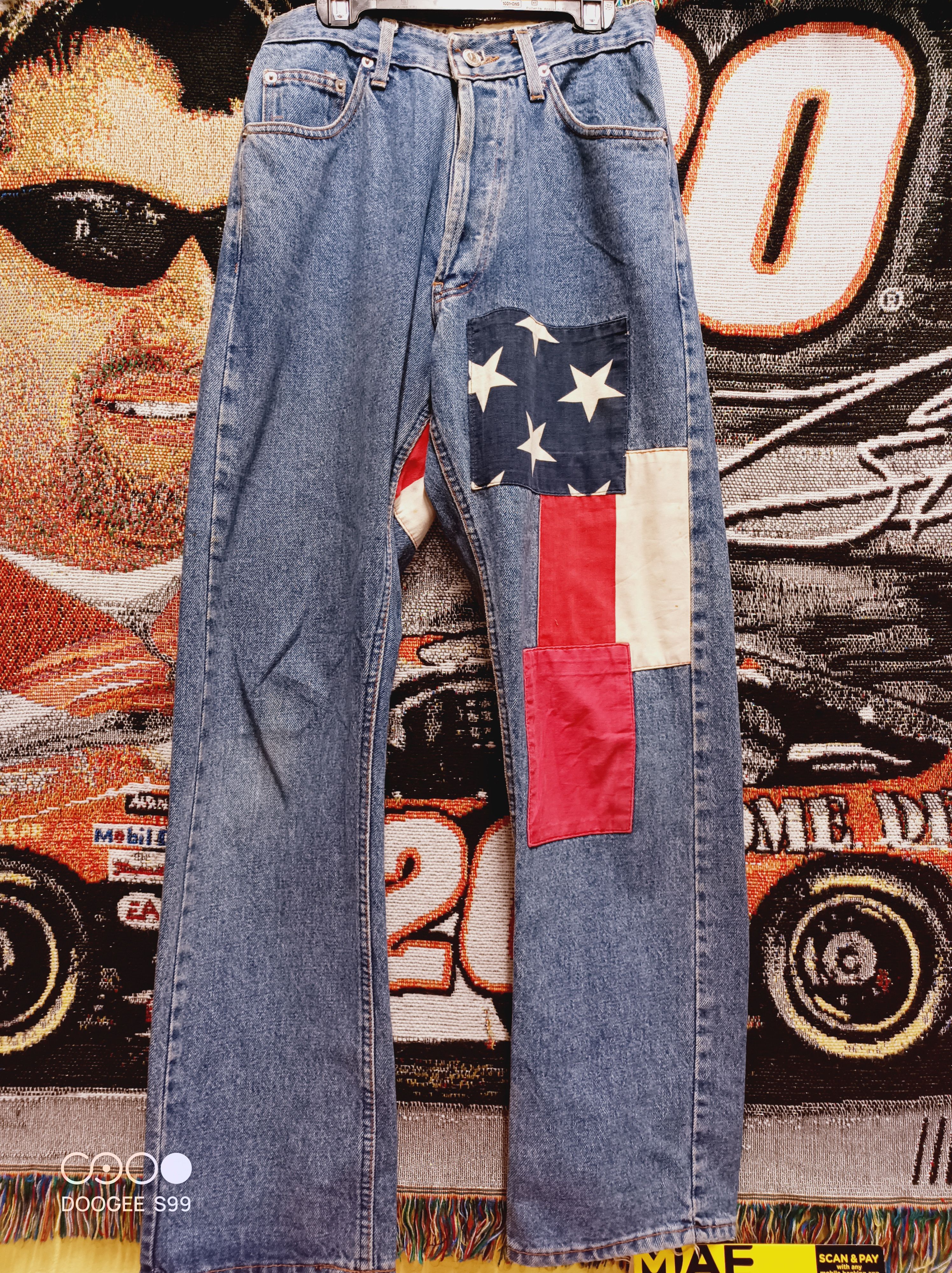 Jean You Young Made in Italy USA Flag Patchwork Denim Jeans Size US 26 / EU 42 - 1 Thumbnail