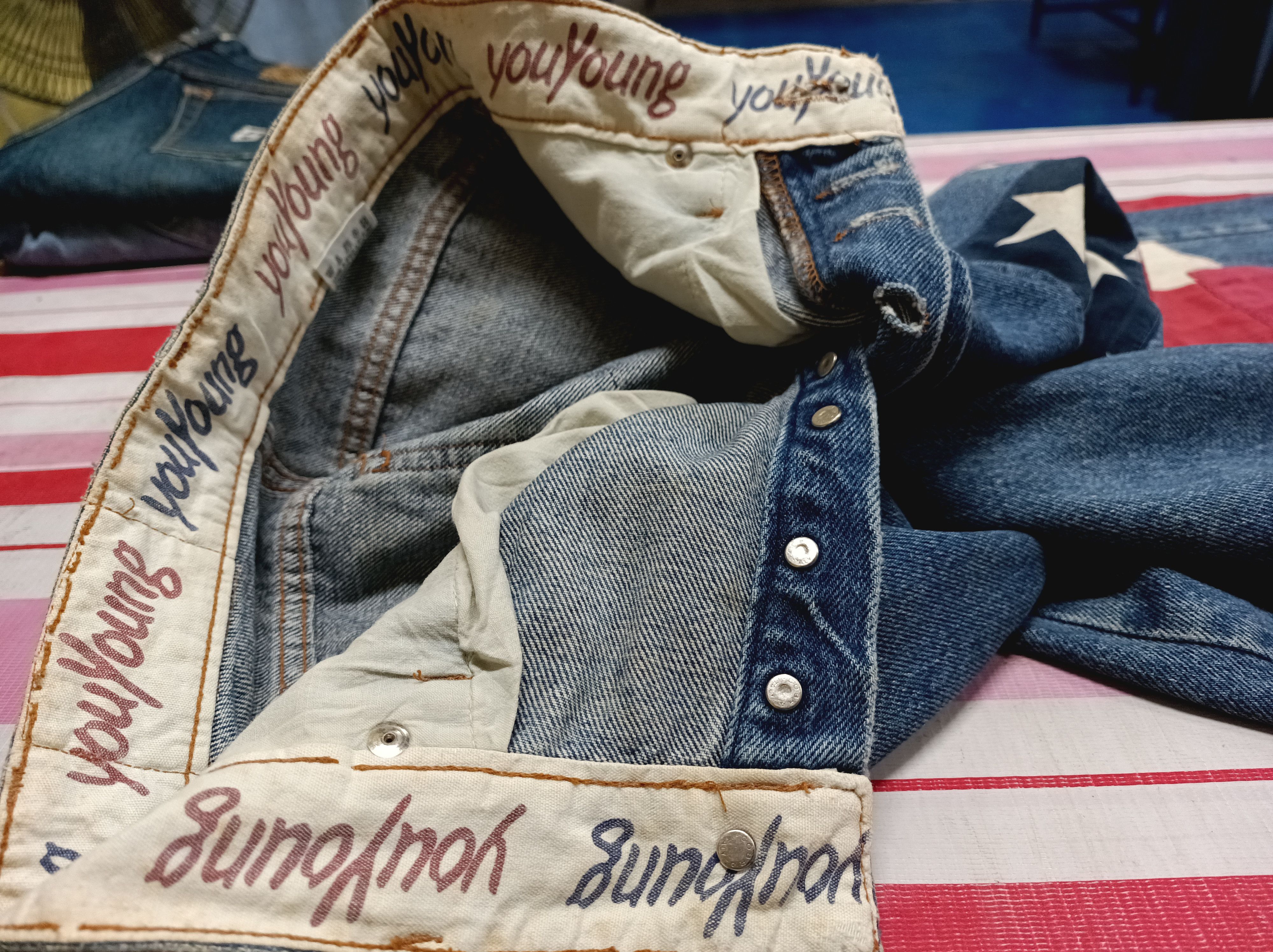 Jean You Young Made in Italy USA Flag Patchwork Denim Jeans Size US 26 / EU 42 - 17 Thumbnail