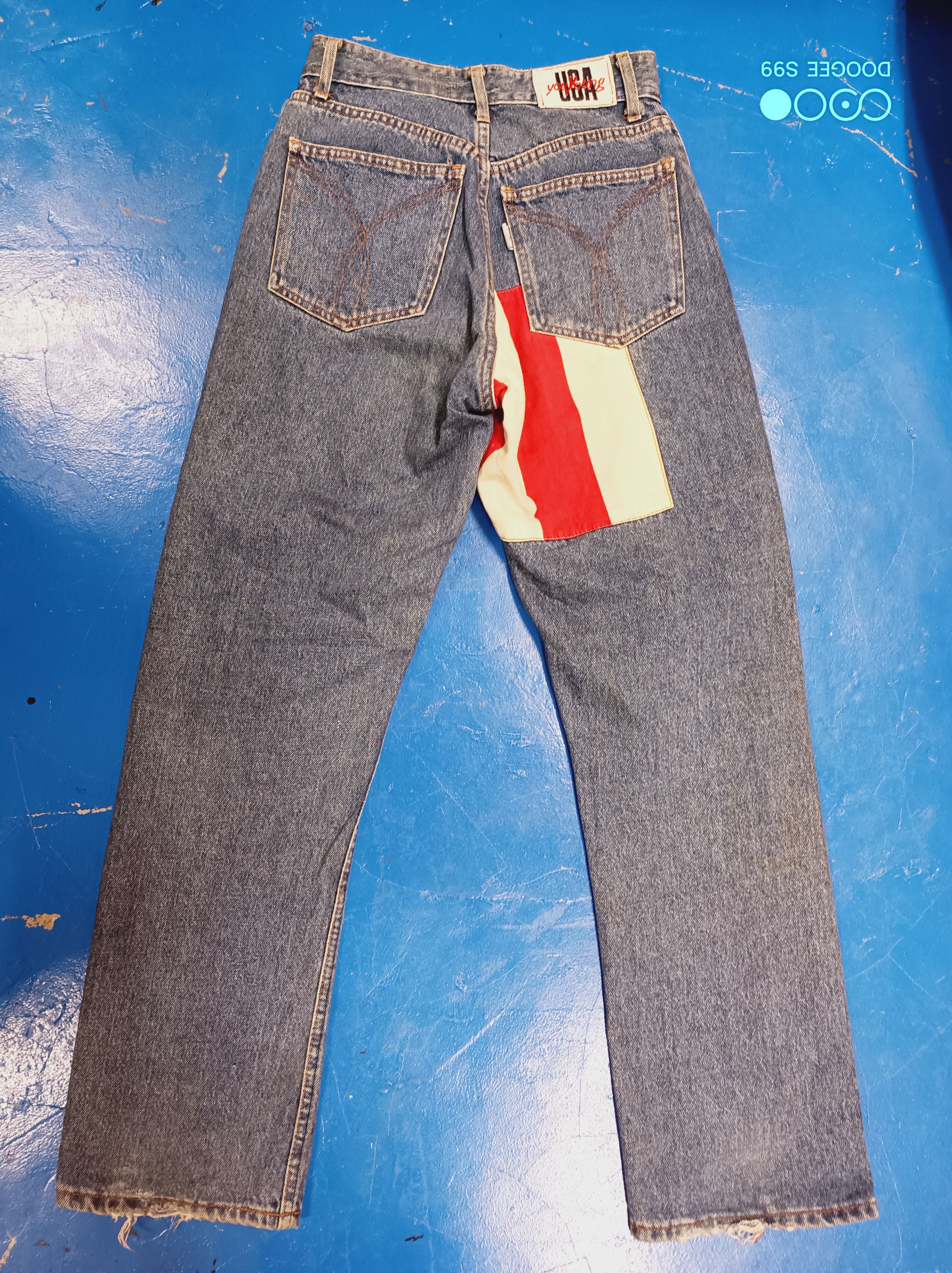 Jean You Young Made in Italy USA Flag Patchwork Denim Jeans Size US 26 / EU 42 - 11 Thumbnail