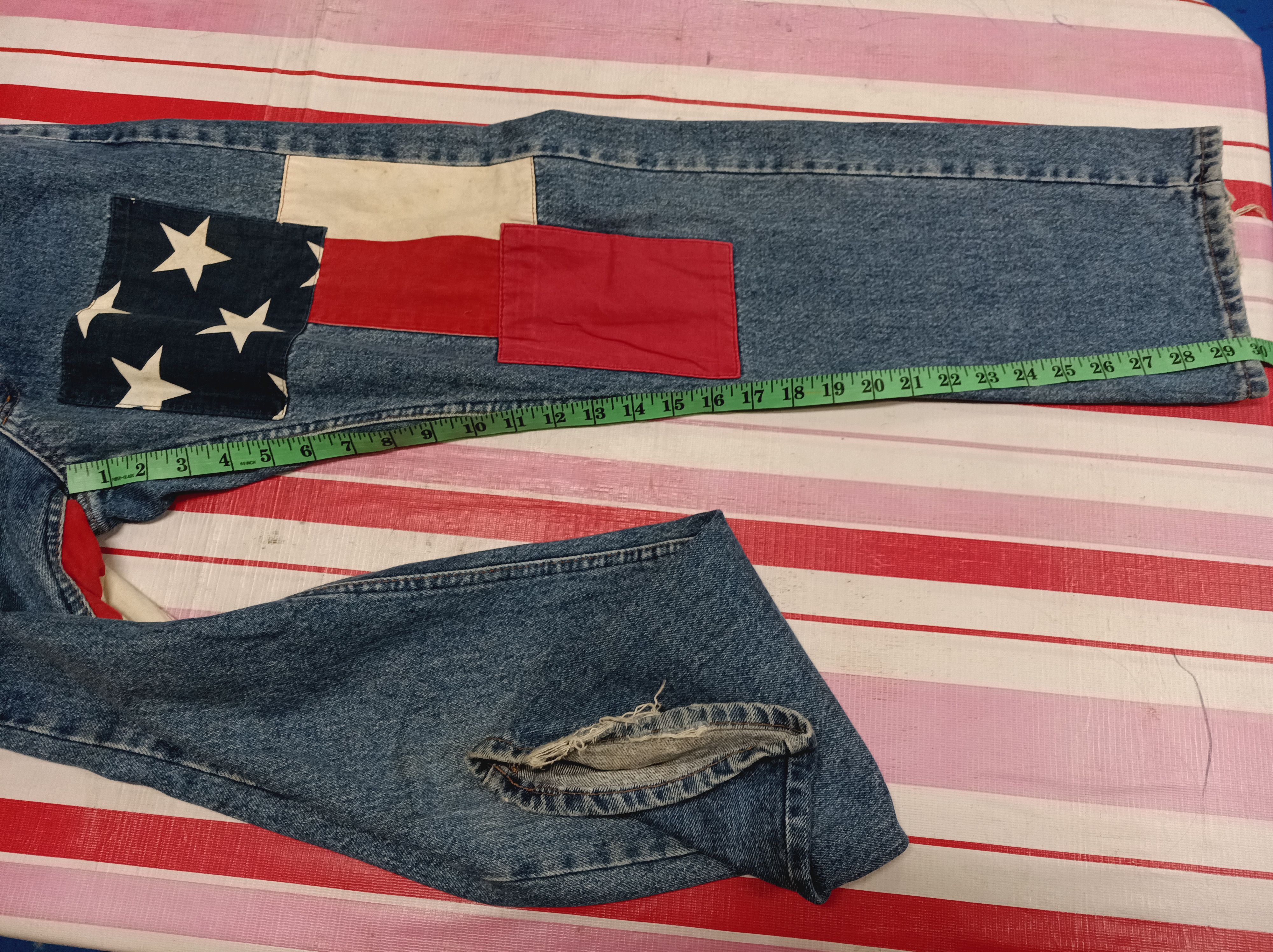 Jean You Young Made in Italy USA Flag Patchwork Denim Jeans Size US 26 / EU 42 - 14 Thumbnail