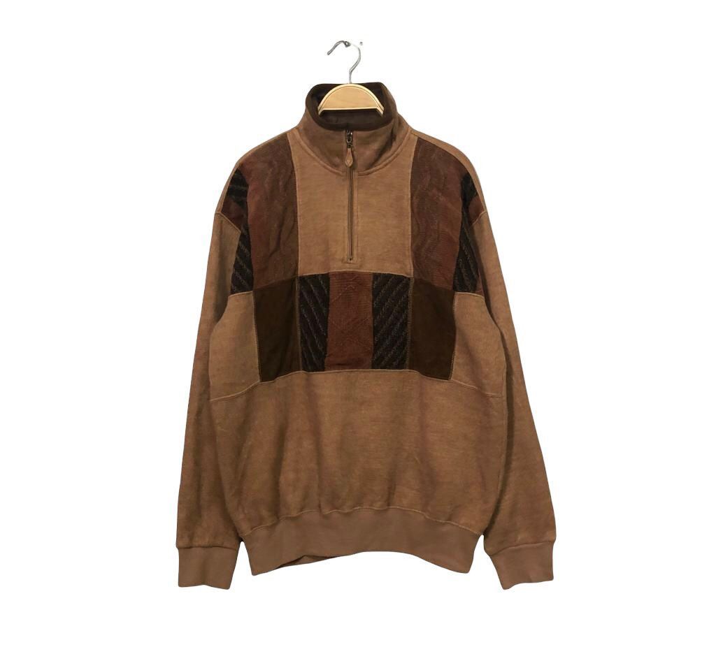 Japanese Brand Vintage Vitesse Patchwork Half Zipper Sweatshirt Size US L / EU 52-54 / 3 - 1 Thumbnail