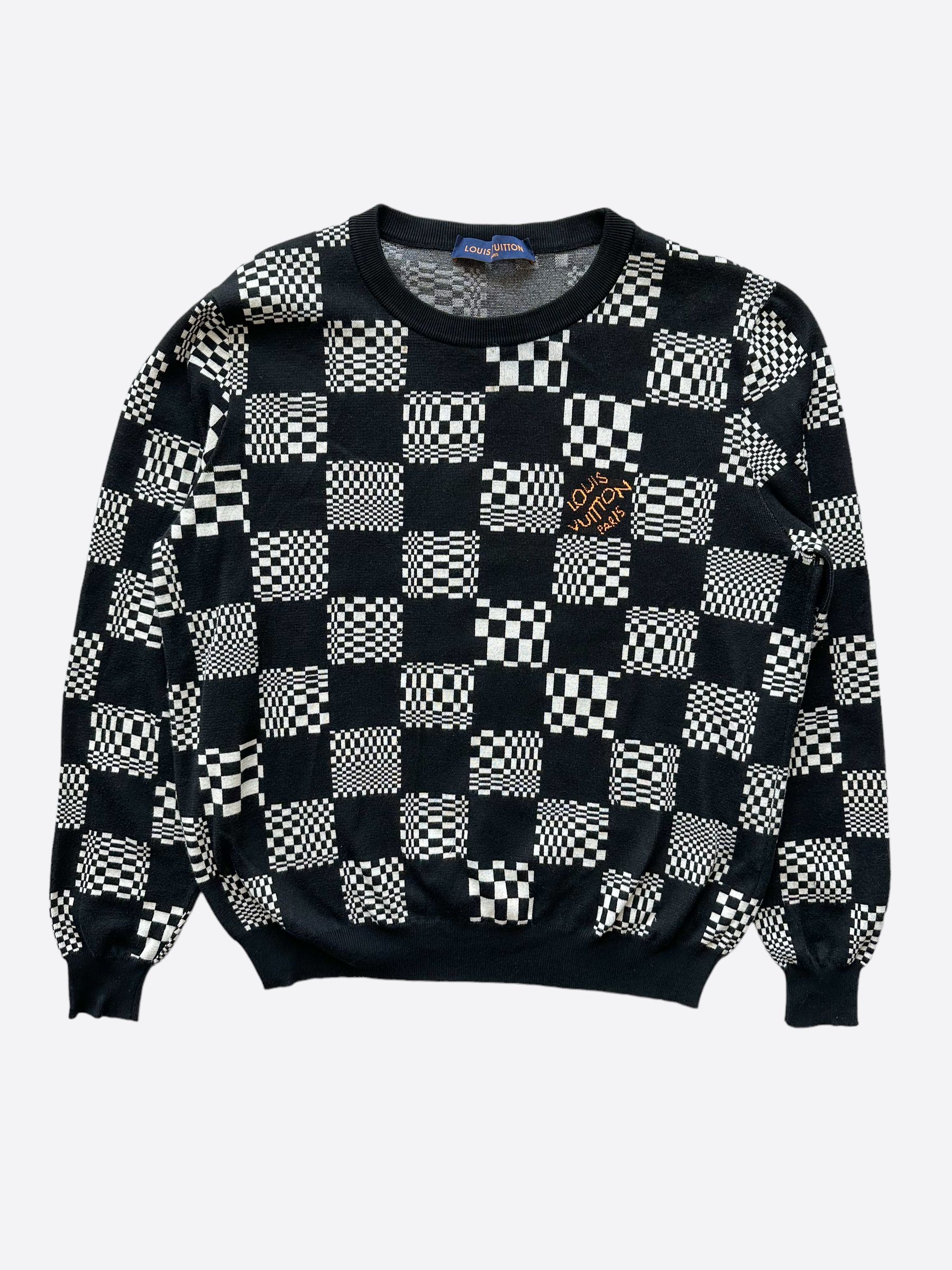 Luxury Louis Vuitton Distorted Damier Crewneck Jumper Sweatshirt