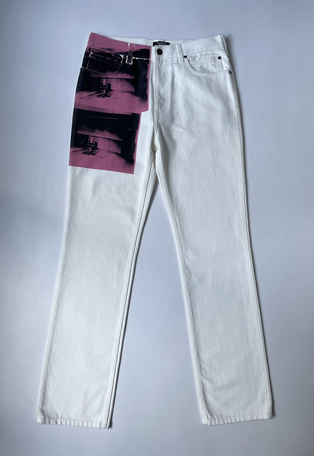 image of Calvin Klein 205W39Nyc x Raf Simons Andy Warhol Print Denim Jeans, Men's (Size 32)