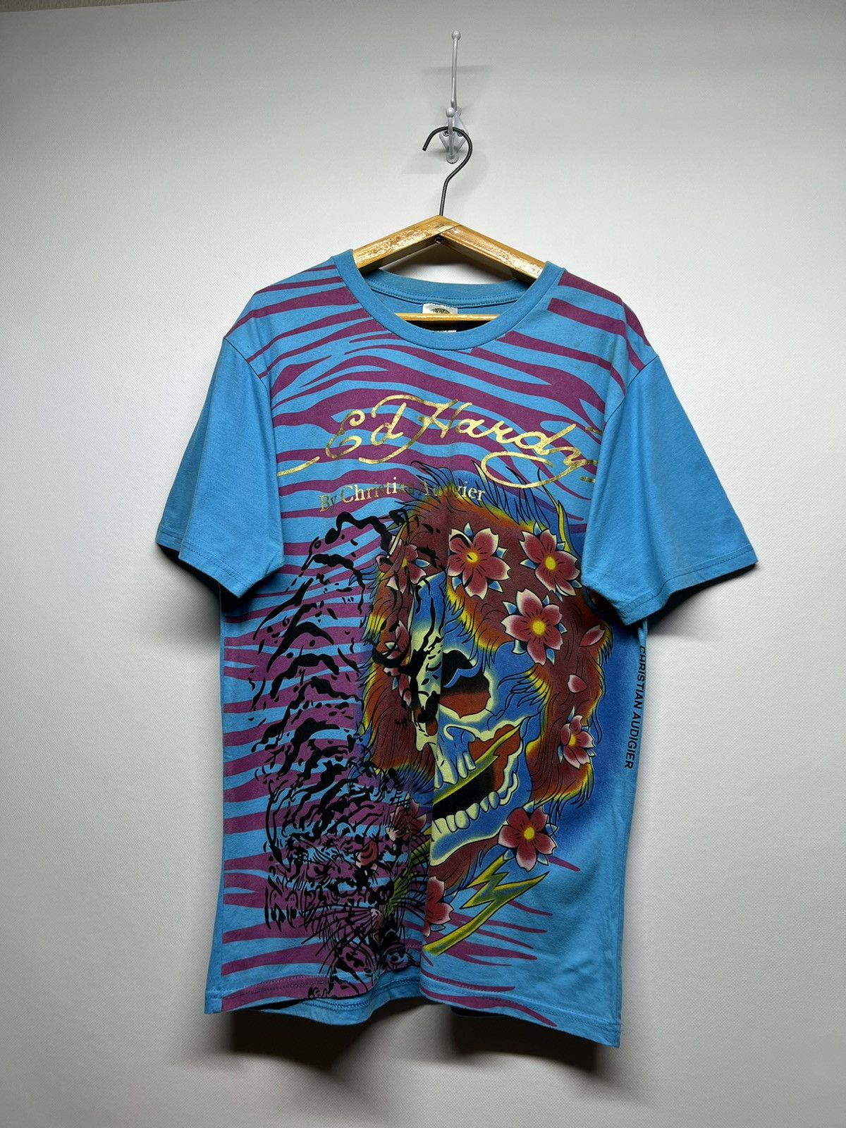 Ed Hardy × Vintage Vintage RareY2k Ed Hardy Skull All Over Print T-Shirt 90’s Size M / US 6-8 / IT 42-44 - 2 Thumbnail