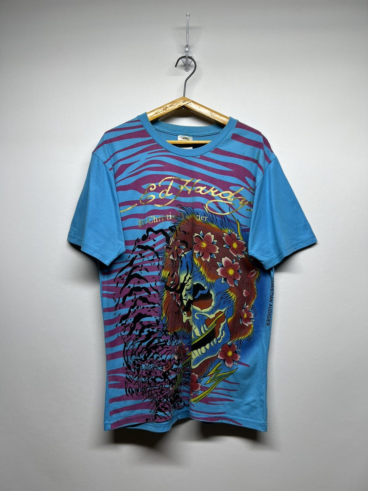Ed Hardy × Vintage Vintage RareY2k Ed Hardy Skull All Over Print T-Shirt 90’s Size M / US 6-8 / IT 42-44 - 1 Thumbnail