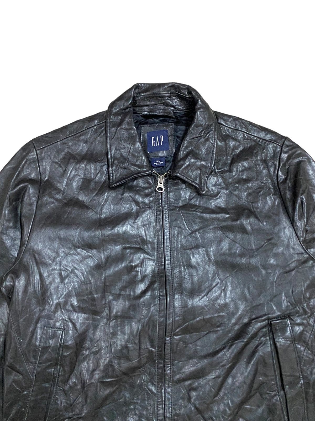 Gap Vtg🔥Y2k Gap Zip Leather Jacket Size M Size US M / EU 48-50 / 2 - 4 Thumbnail