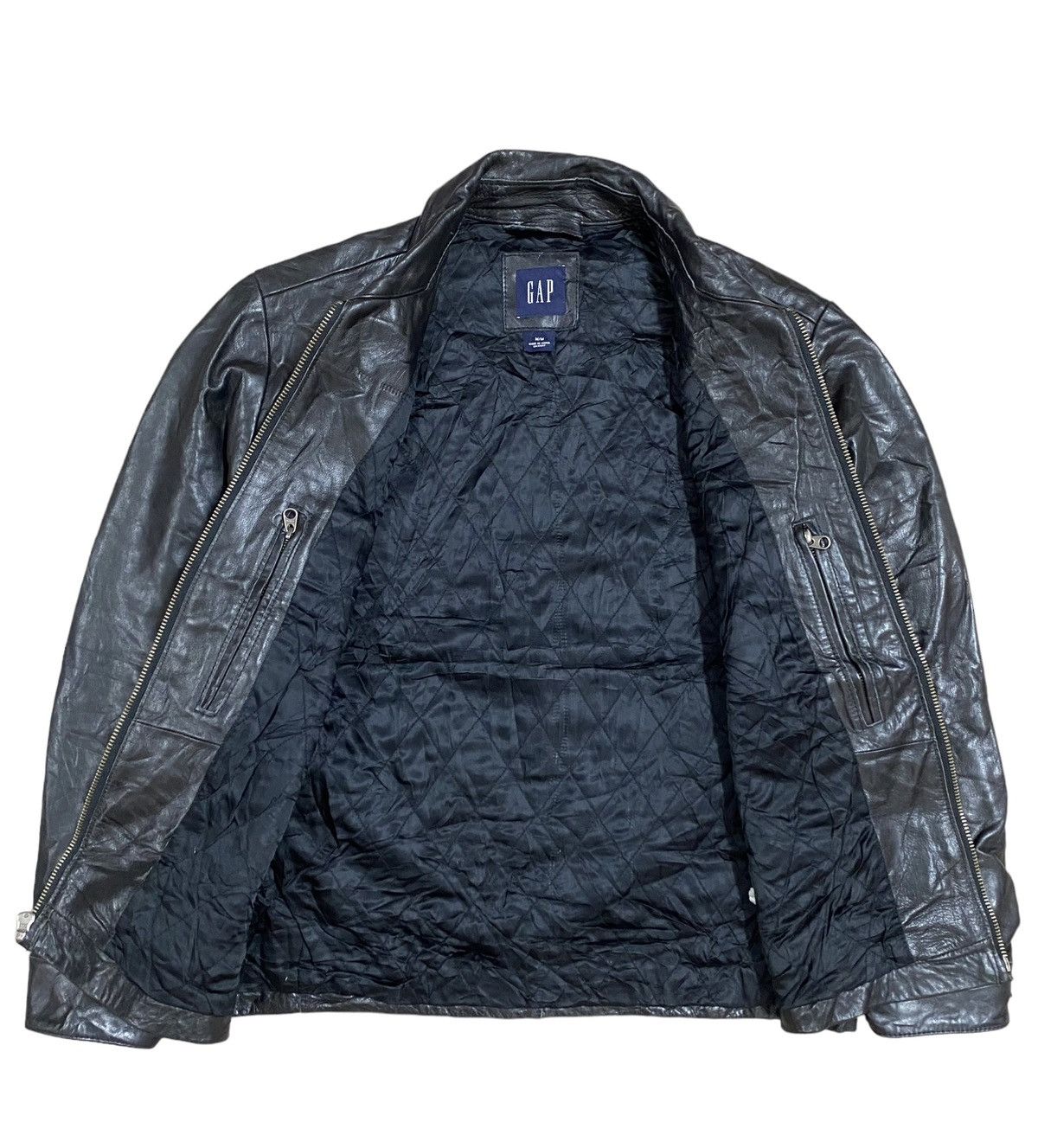 Gap Vtg🔥Y2k Gap Zip Leather Jacket Size M Size US M / EU 48-50 / 2 - 3 Thumbnail