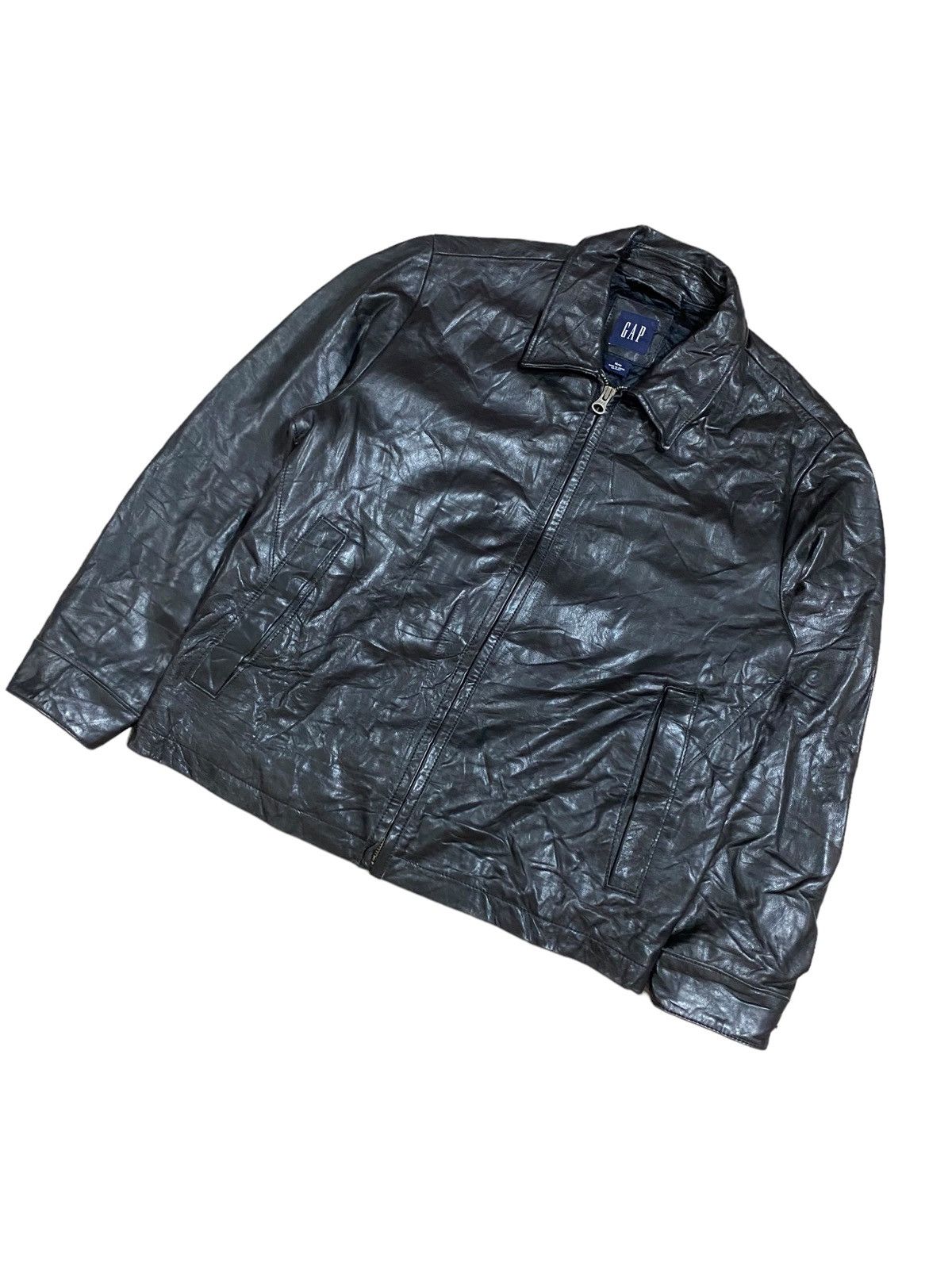 Gap Vtg🔥Y2k Gap Zip Leather Jacket Size M Size US M / EU 48-50 / 2 - 11 Thumbnail