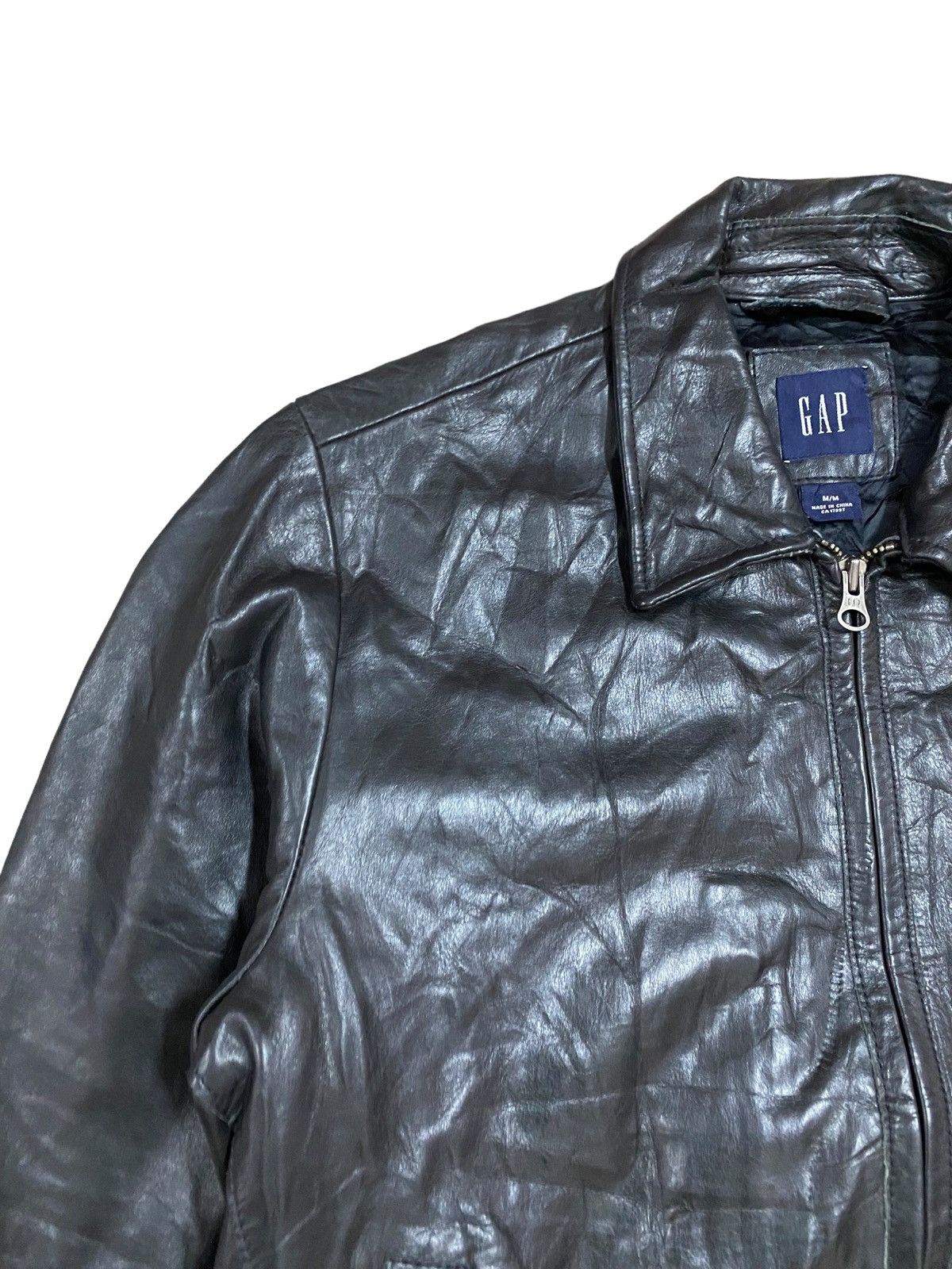 Gap Vtg🔥Y2k Gap Zip Leather Jacket Size M Size US M / EU 48-50 / 2 - 6 Thumbnail