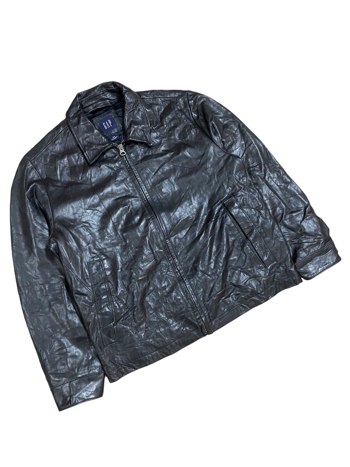 Gap Vtg🔥Y2k Gap Zip Leather Jacket Size M Size US M / EU 48-50 / 2 - 10 Thumbnail