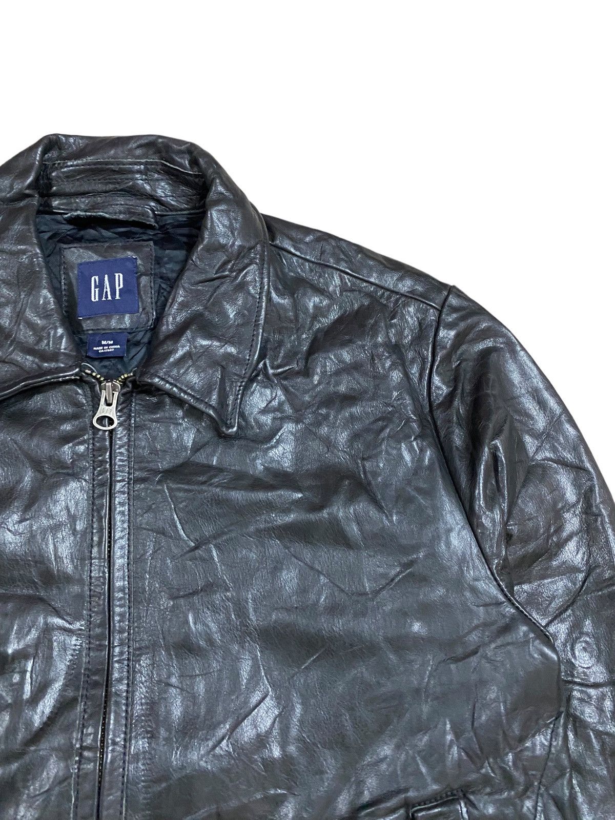 Gap Vtg🔥Y2k Gap Zip Leather Jacket Size M Size US M / EU 48-50 / 2 - 7 Thumbnail